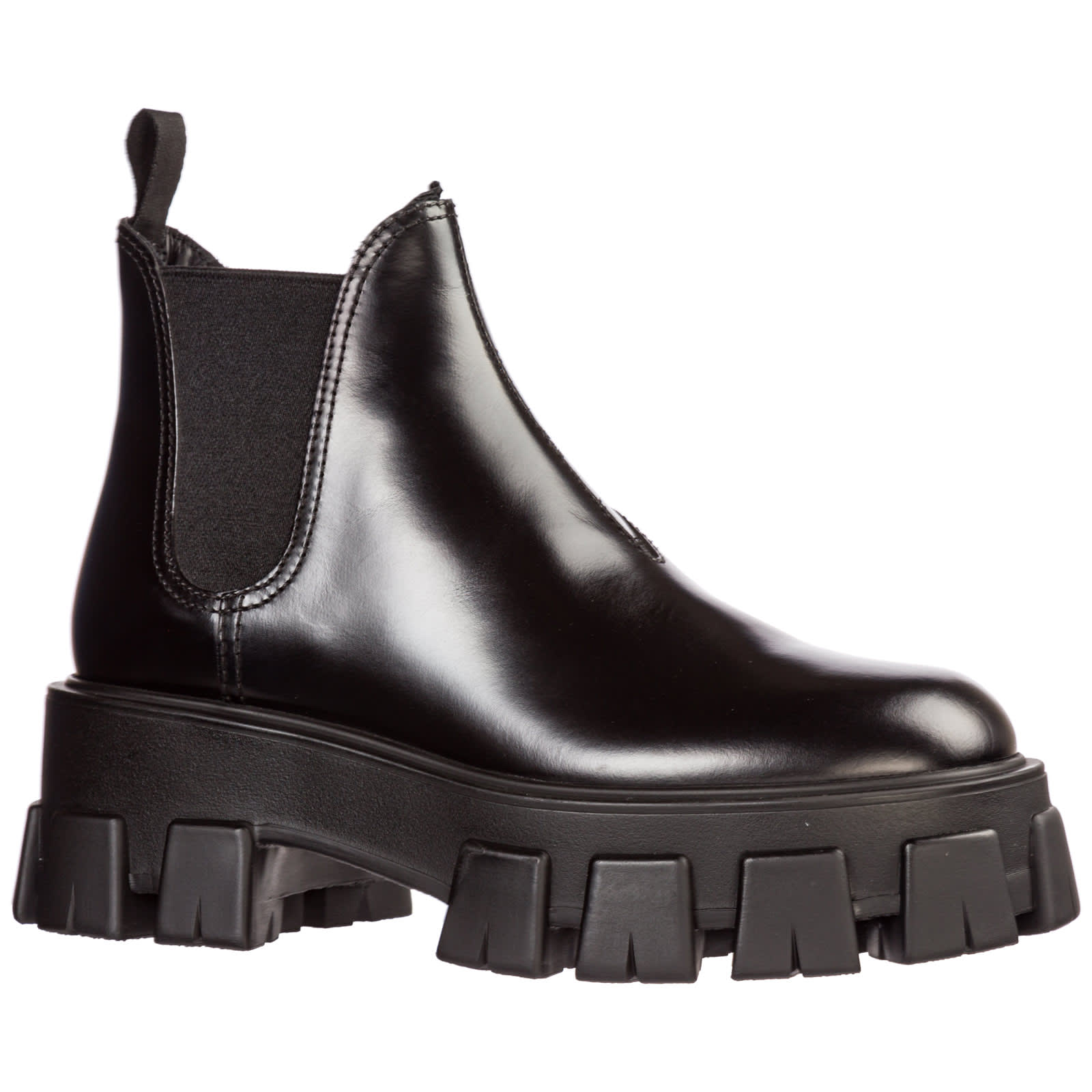 Prada Prada Leather Heel Ankle Boots Booties Monolith - Nero - 11037355 ...