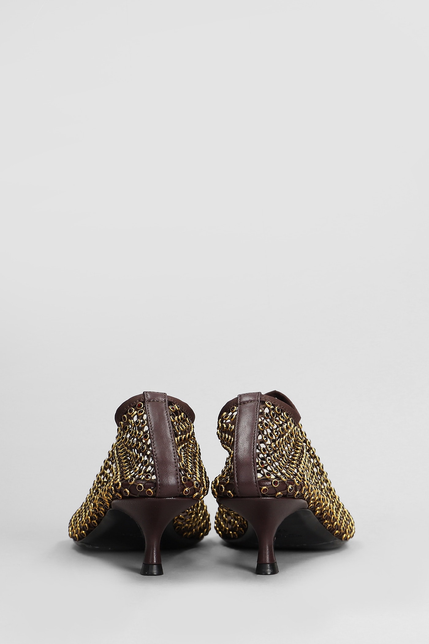 Christopher Esber Minette Crystal Micr Low Heels Ankle Boots In Brown Nylon In Brown