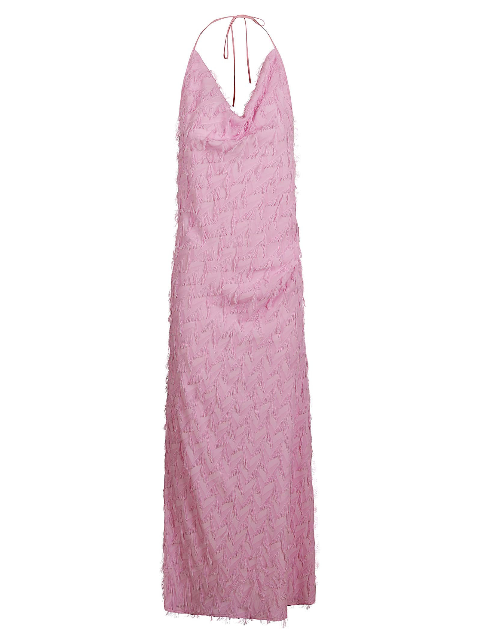Msgm Fringed Sleeveless Dress In Pink