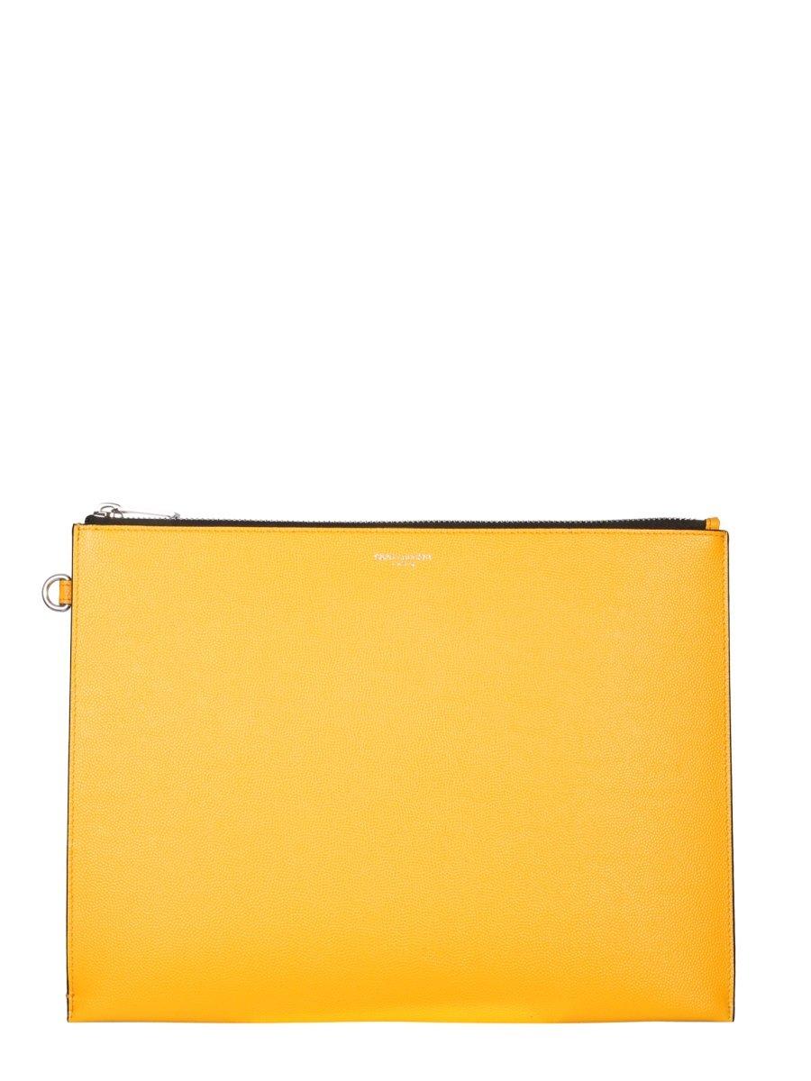 Shop Saint Laurent Zipped Tablet Holder In Yellow