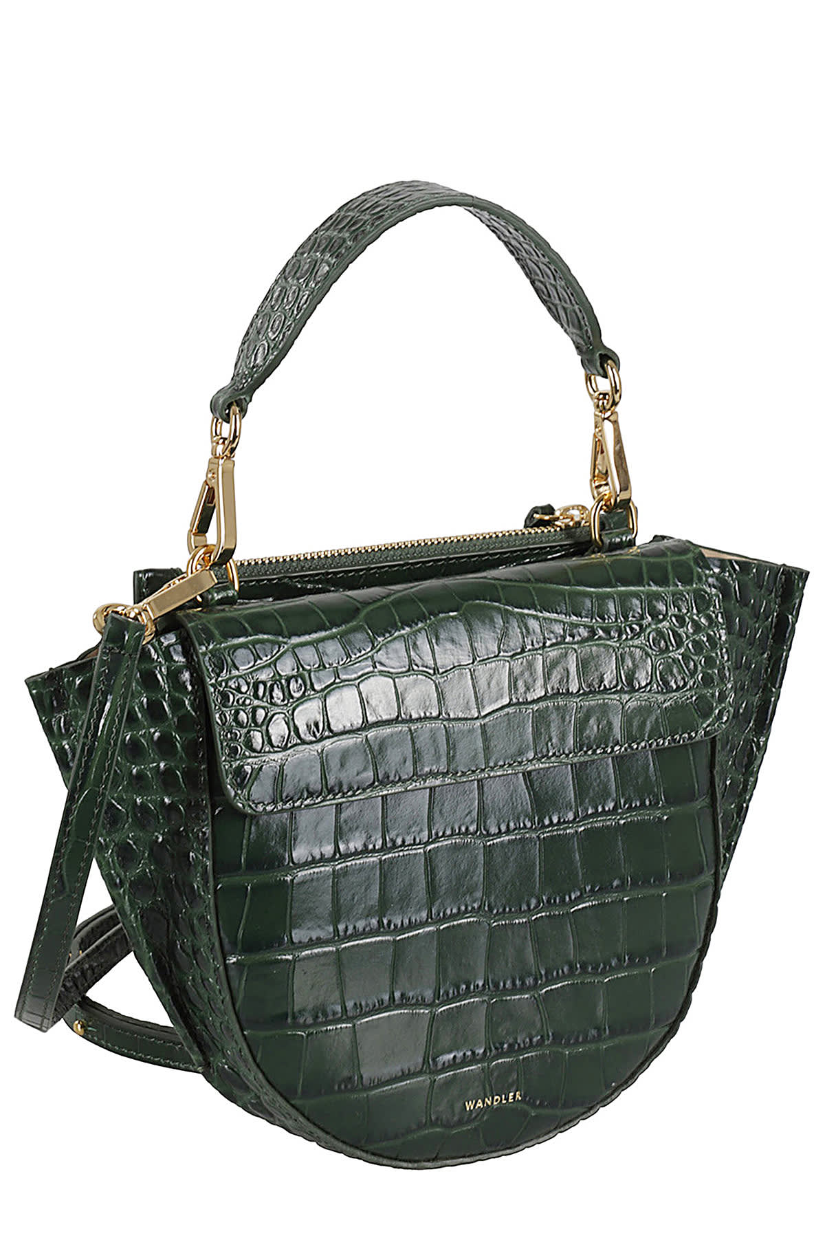 Shop Wandler Hortensia Bag Mini In Olive Croco