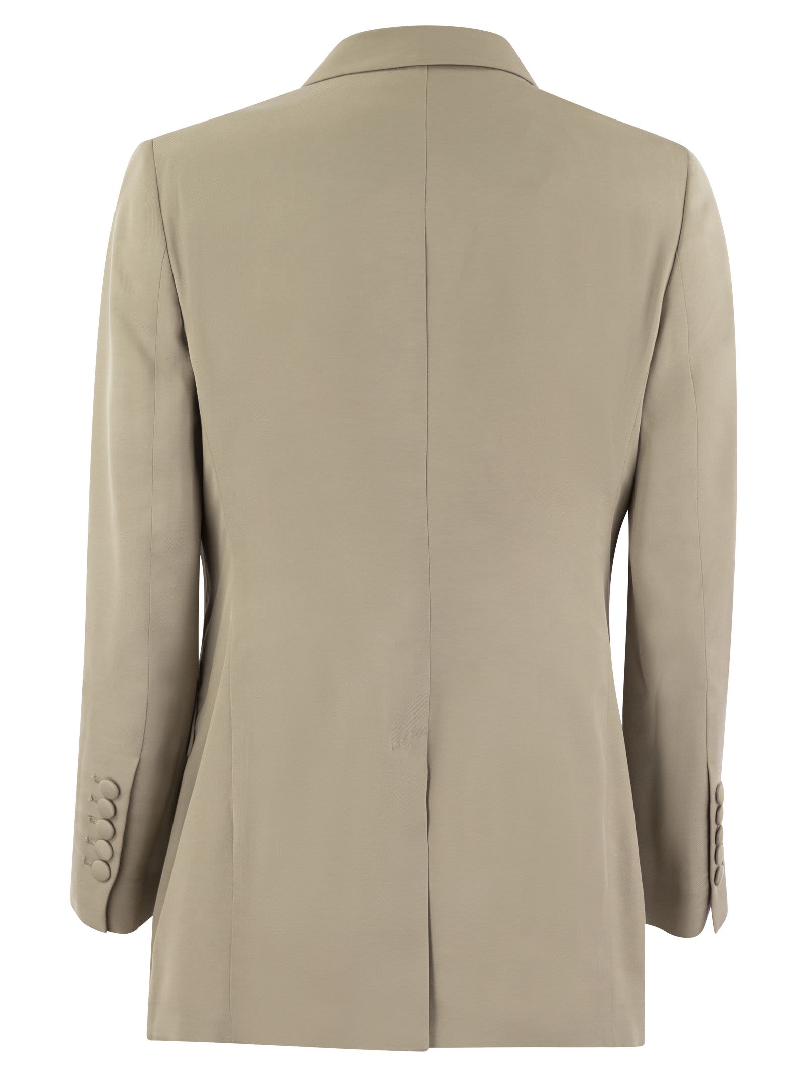 Shop Saulina Milano Anita - Viscose Double-breasted Blazer In Sand