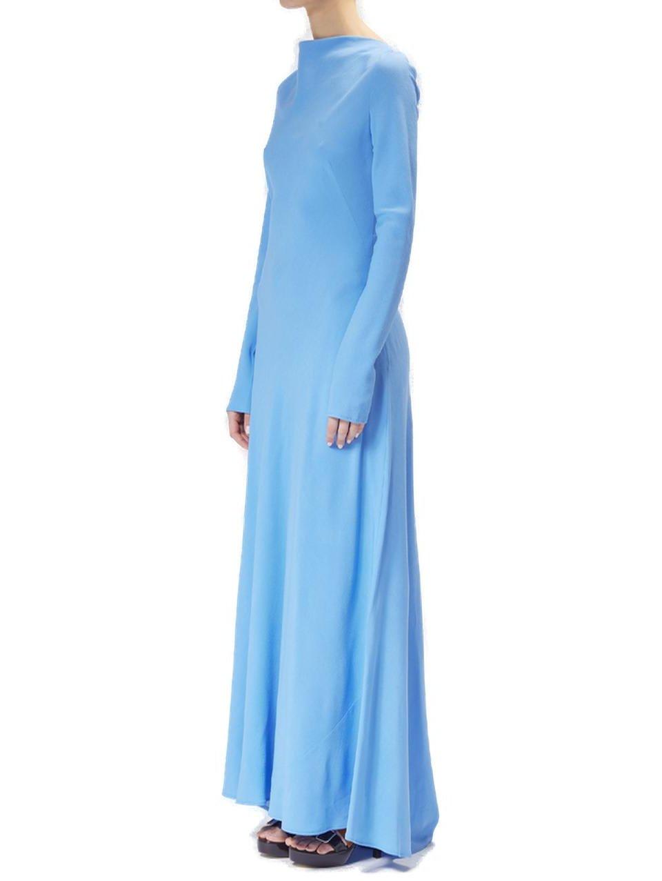 Shop M05ch1n0 Jeans Open-back Crepe Maxi Dress In Avion