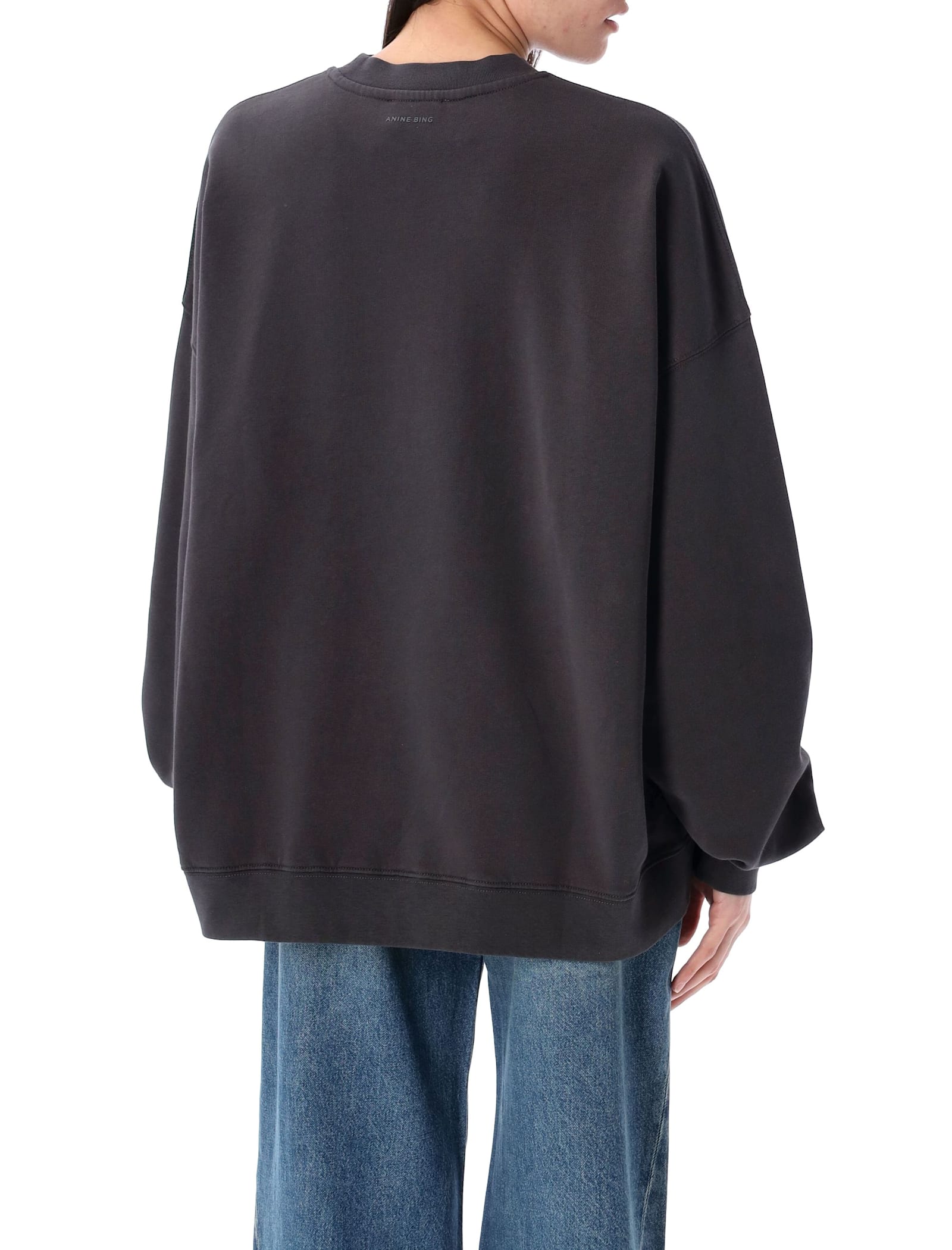 Anine Bing Women's Miles Branded-print Cotton Sweatshirt Black In Washed Black