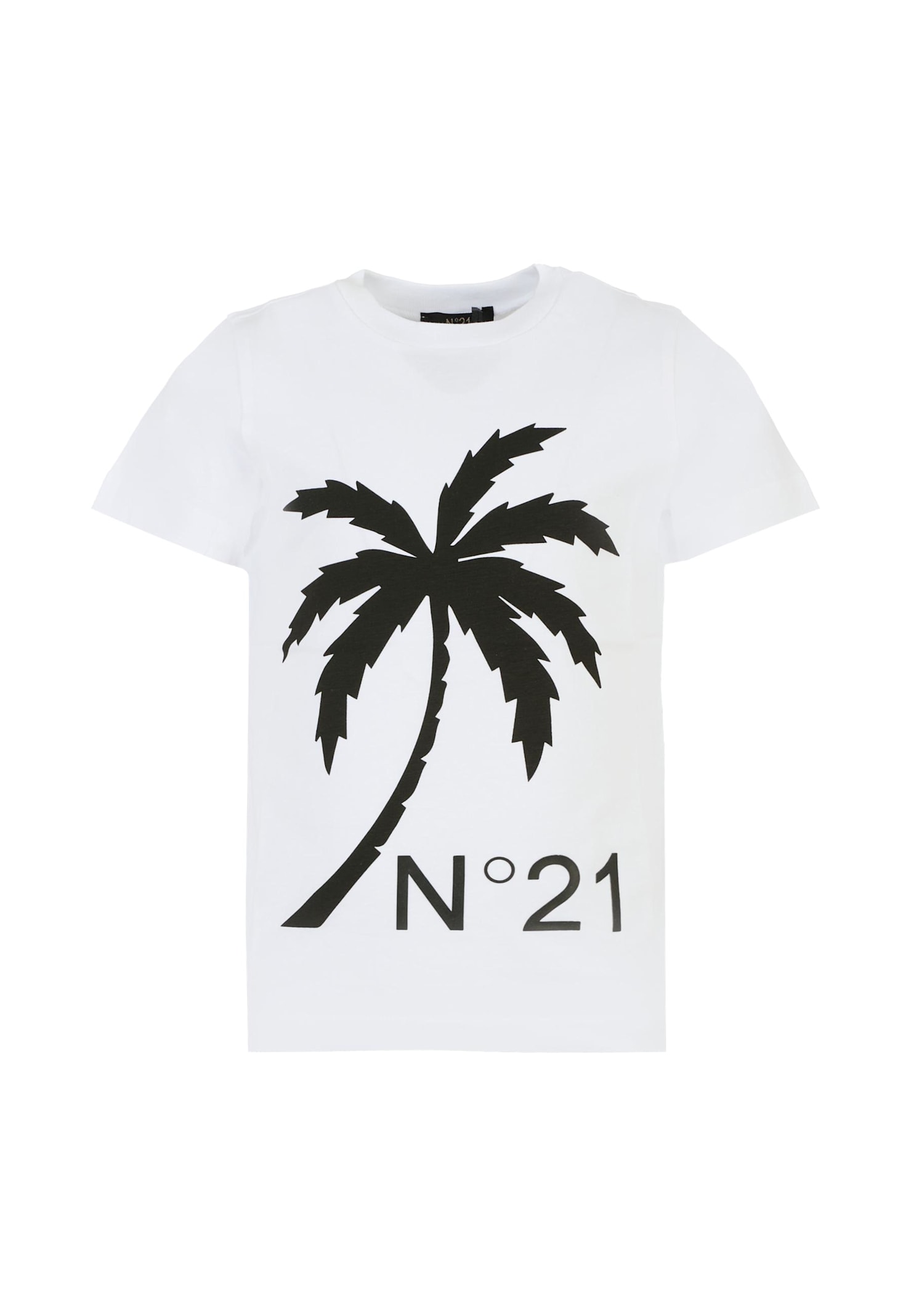N°21 Kids' White T-shirt For Boy With Palm Tree
