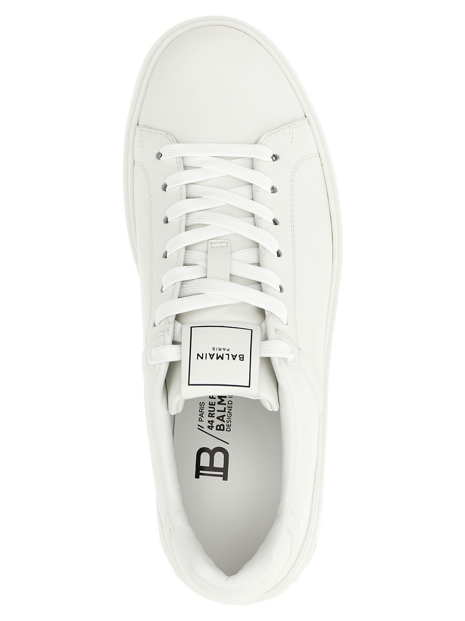 Balmain B-court Leather Sneakers In White