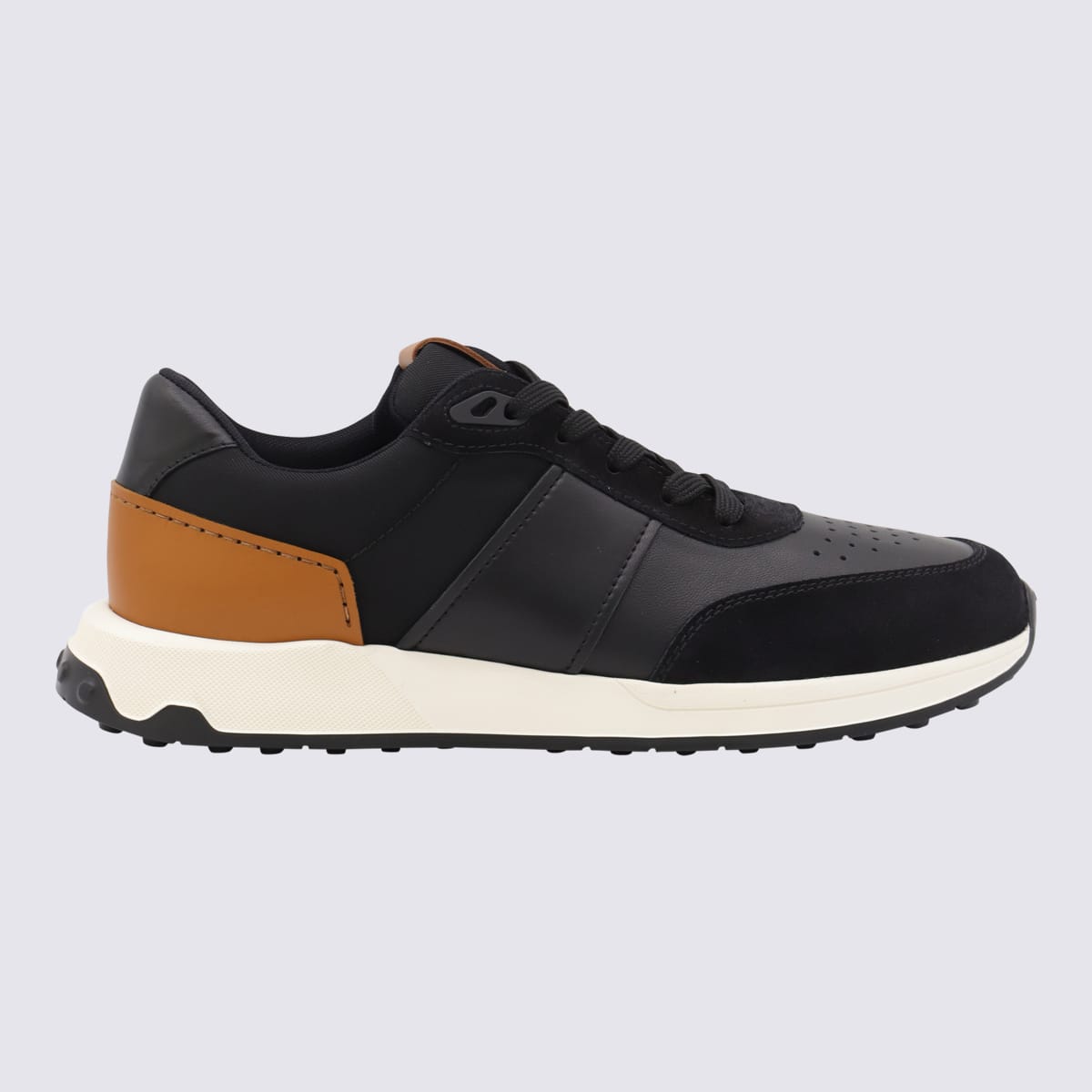 TOD'S BLACK AND BROWN SUEDE SNEAKERS