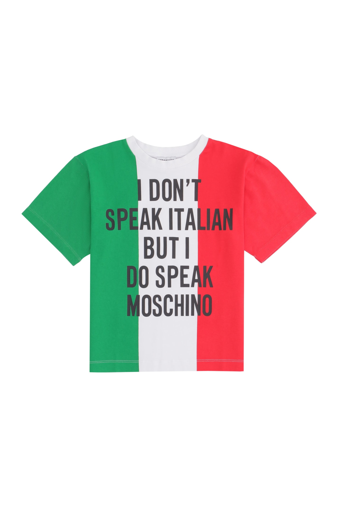 Moschino Kids' Italian Slogan T-shirt In Multicolor