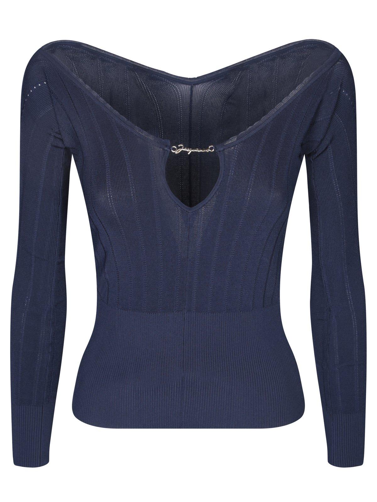 Shop Jacquemus Pralu Ribbed Top In Blue