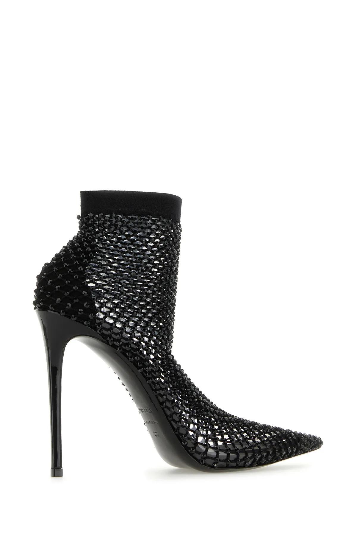 Shop Le Silla Black Mesh Gilda Ankle Boots