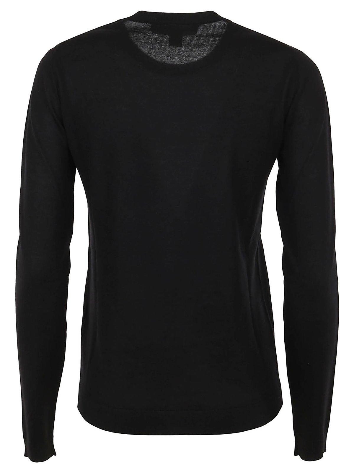 Shop Ralph Lauren Long Sleeved Fine Knit Jumper In Black