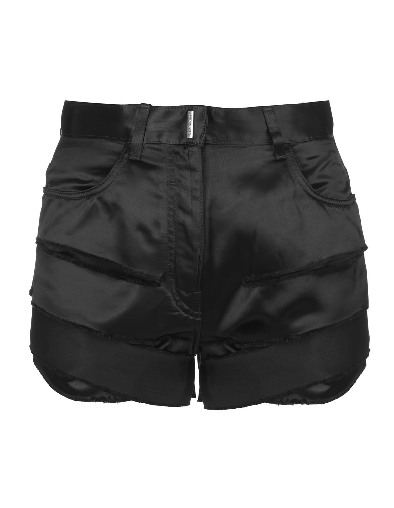 Givenchy Destroyed Effect Black Satin Shorts