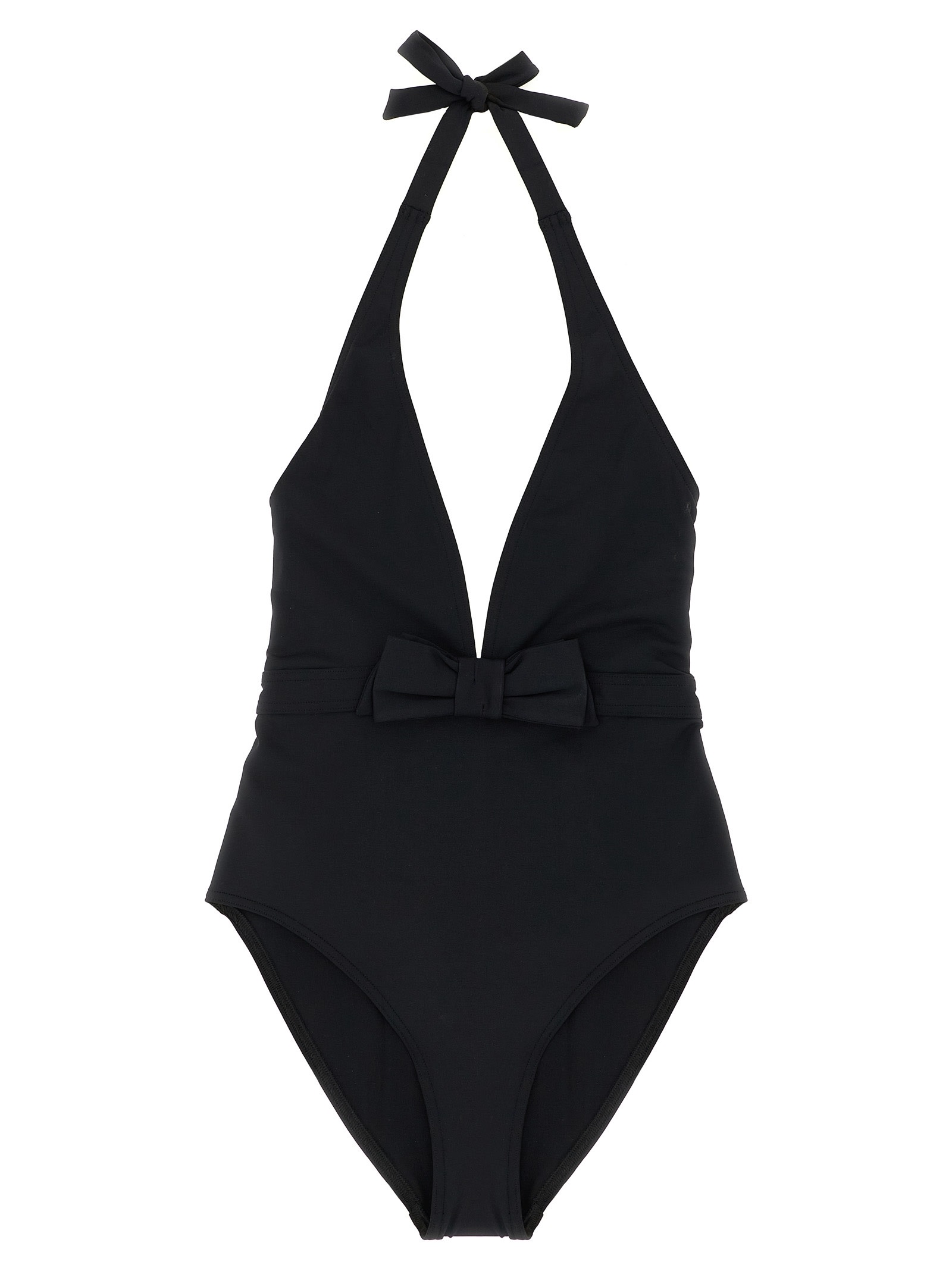 Eres Couture Bow-detailed Halterneck Swimsuit In Black