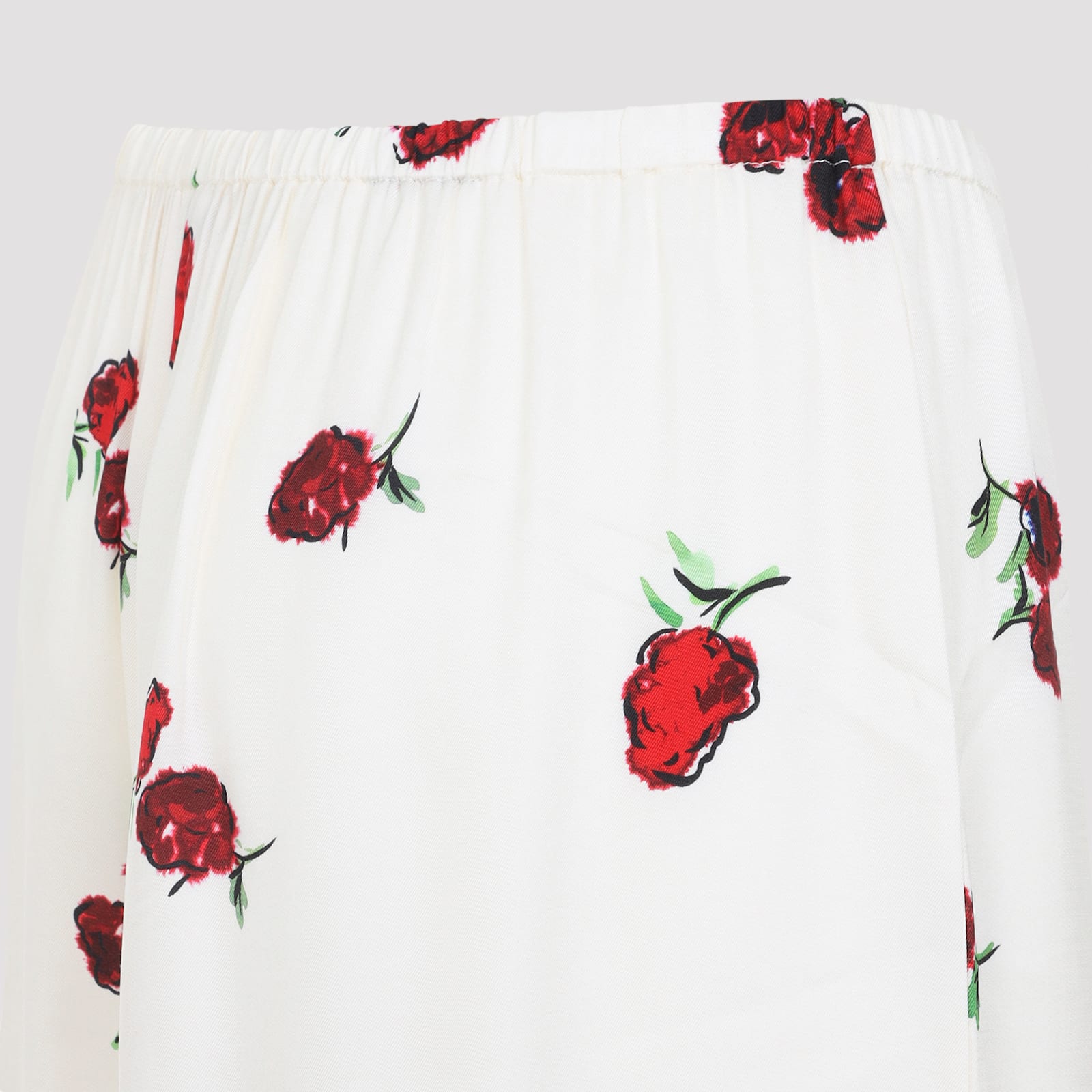 Khaite Raspberry Floral Print Wide-leg Cupro Pants In White