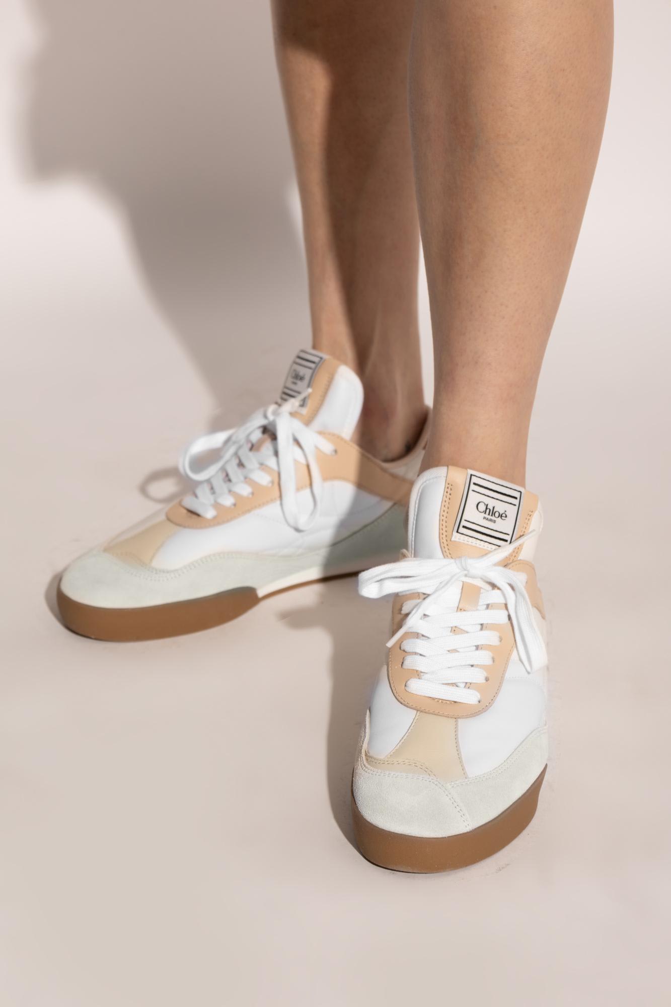 Chloé Multicolor Kick Leather And Suede Sneakers In Tender Peach