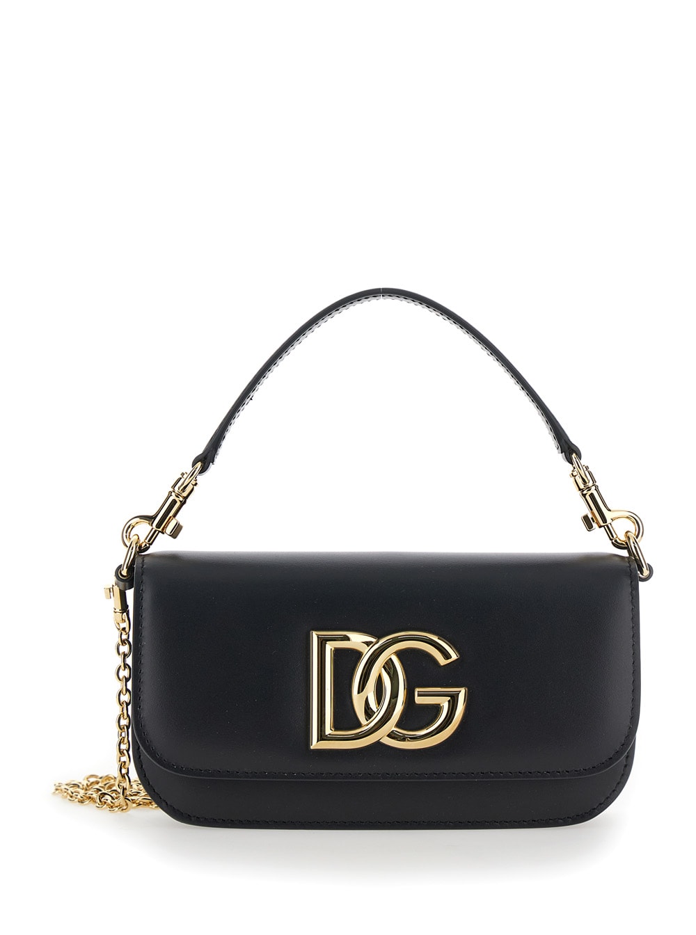 Shop Dolce & Gabbana 3.5 Black Crossbody Bag With Dg Logo In Leather Woman