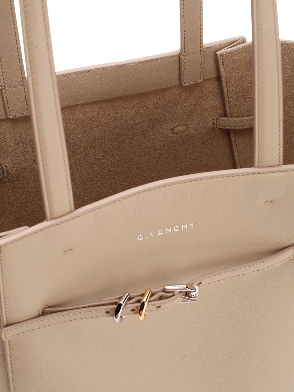 Shop Givenchy Voyou Small Tote Bag In Natural Beige