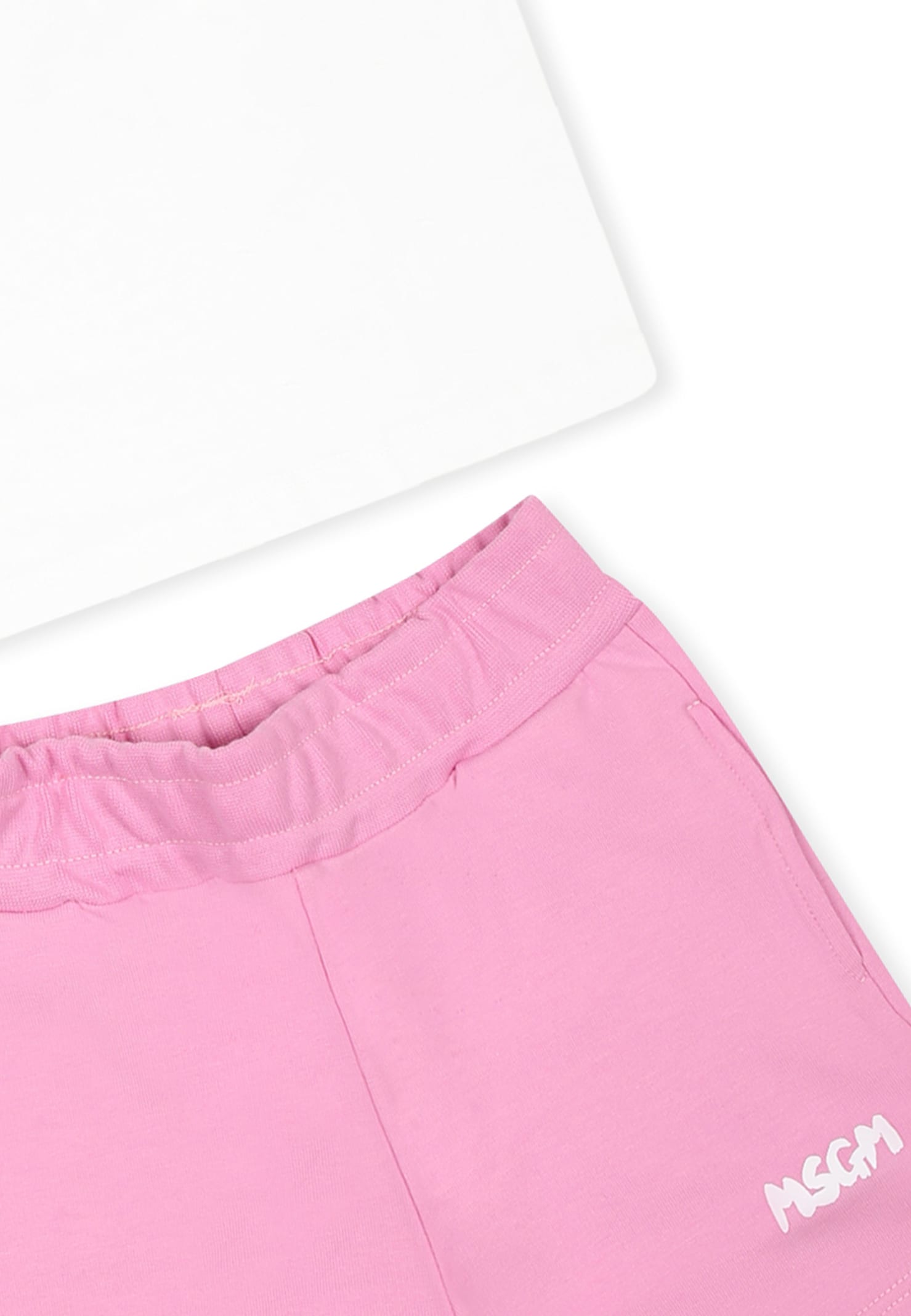 Msgm Pink Suit For Baby Girl With Logo In Pink