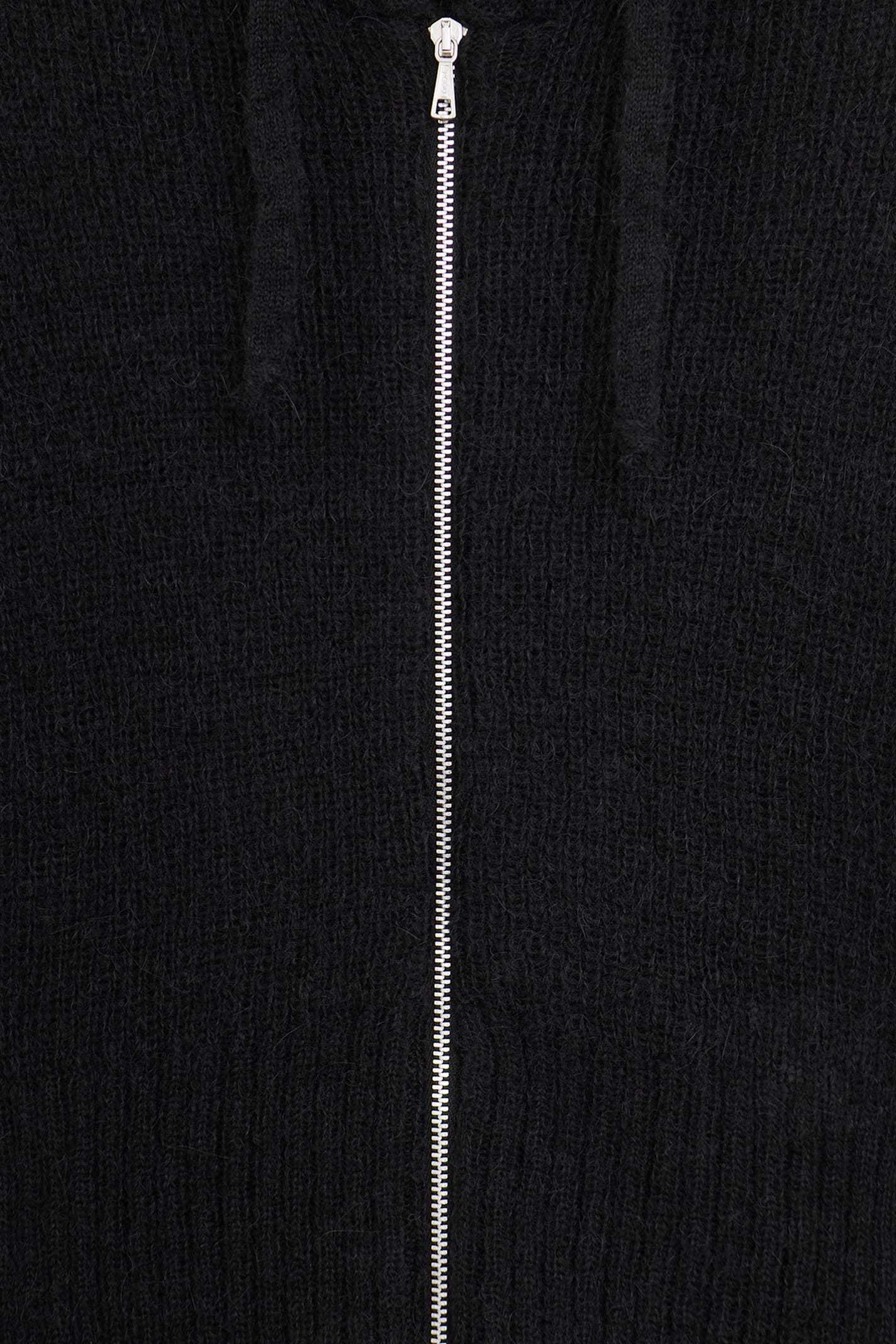 Our Legacy Hooded Zip-up Knit Sweater With Ribbed Details In Black