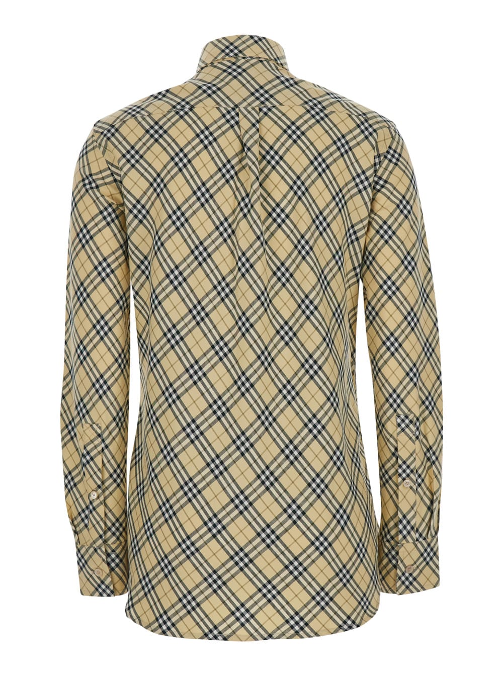 Shop Burberry Beige Oversize Shirt With All-over Check Motiv In Cotton Woman