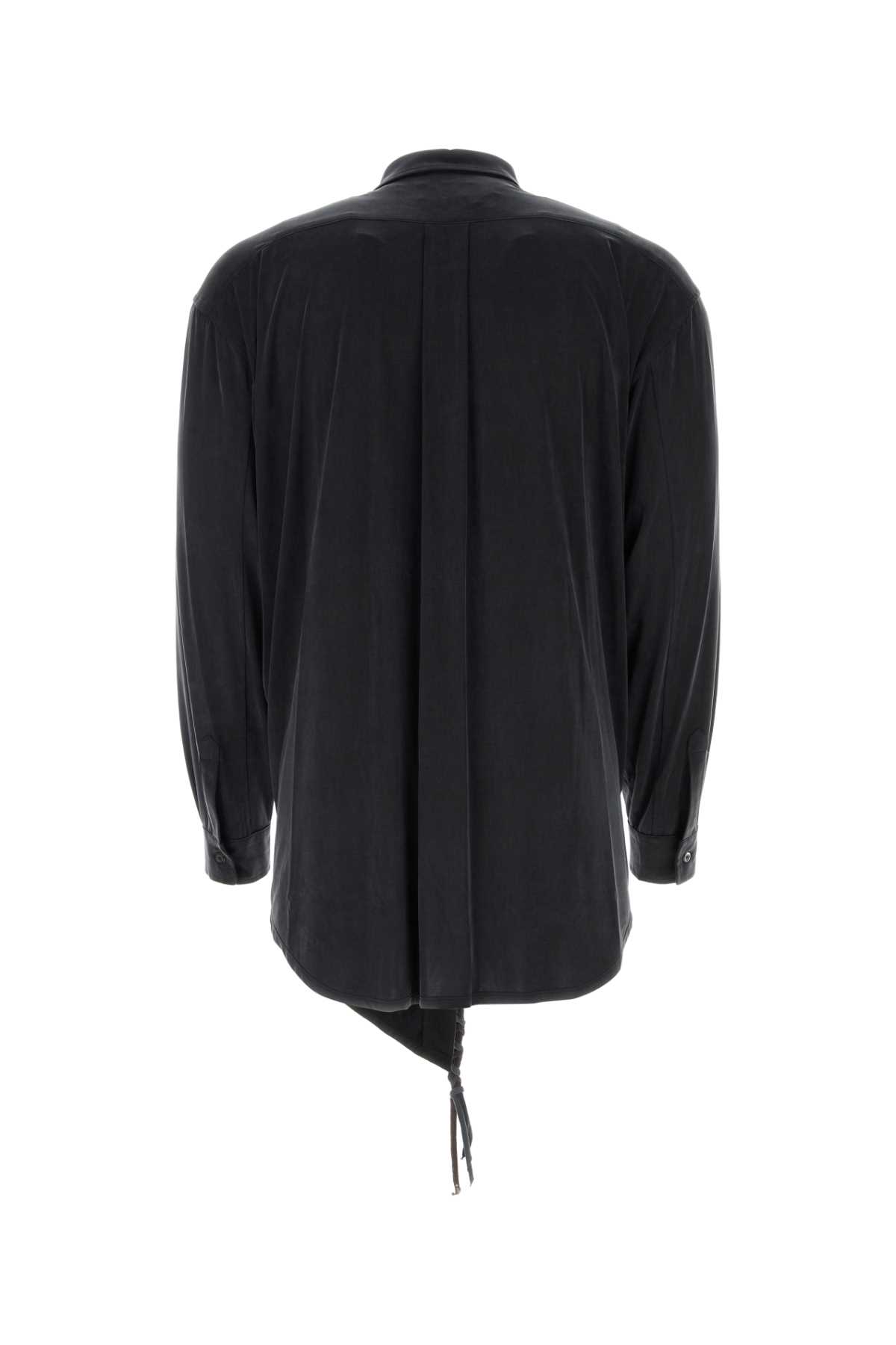 Magliano Slate Stretch Cupro Oversize Shirt In Celentanoblack