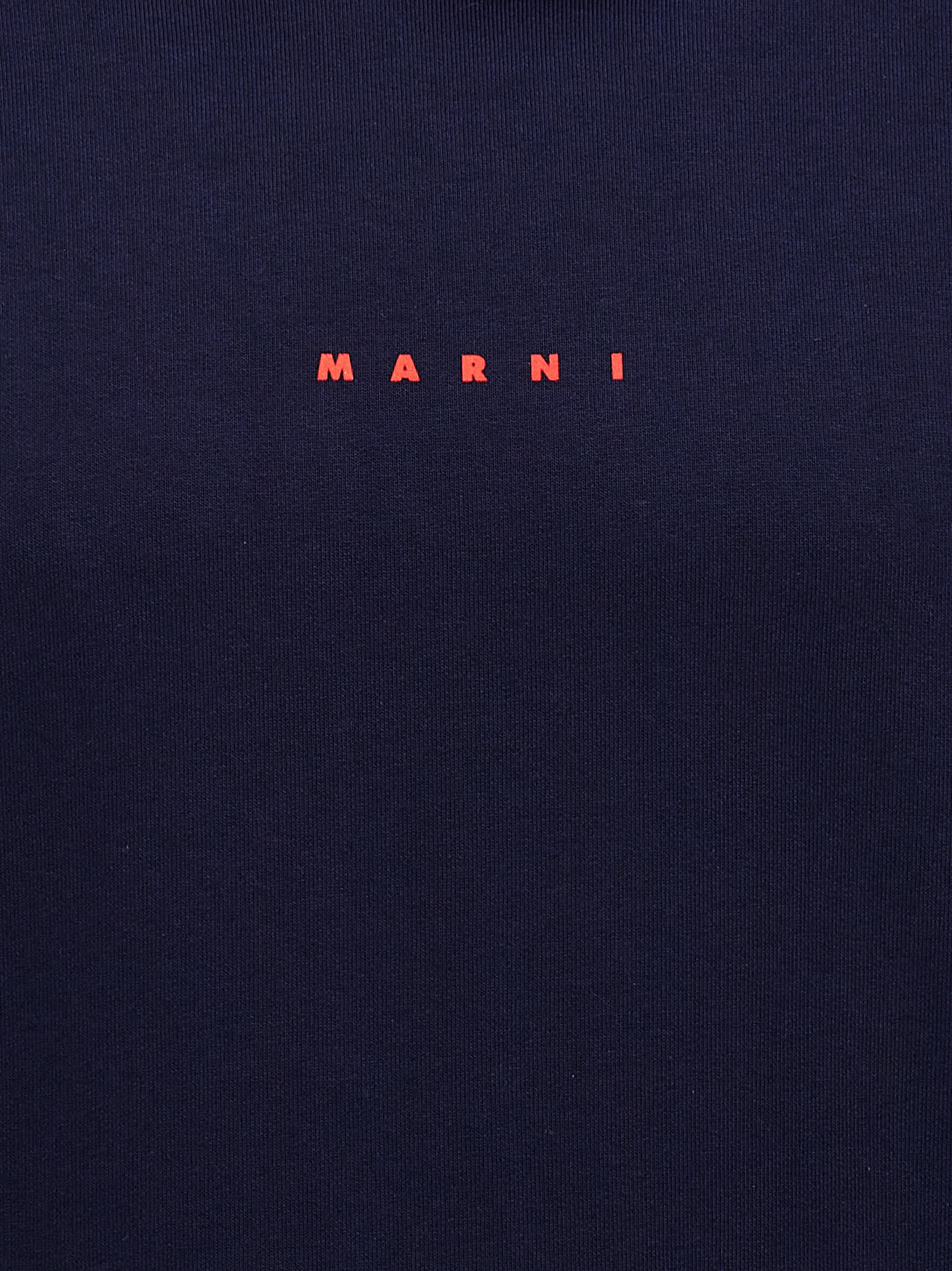 Shop Marni Logo Print Hoodie In Blue