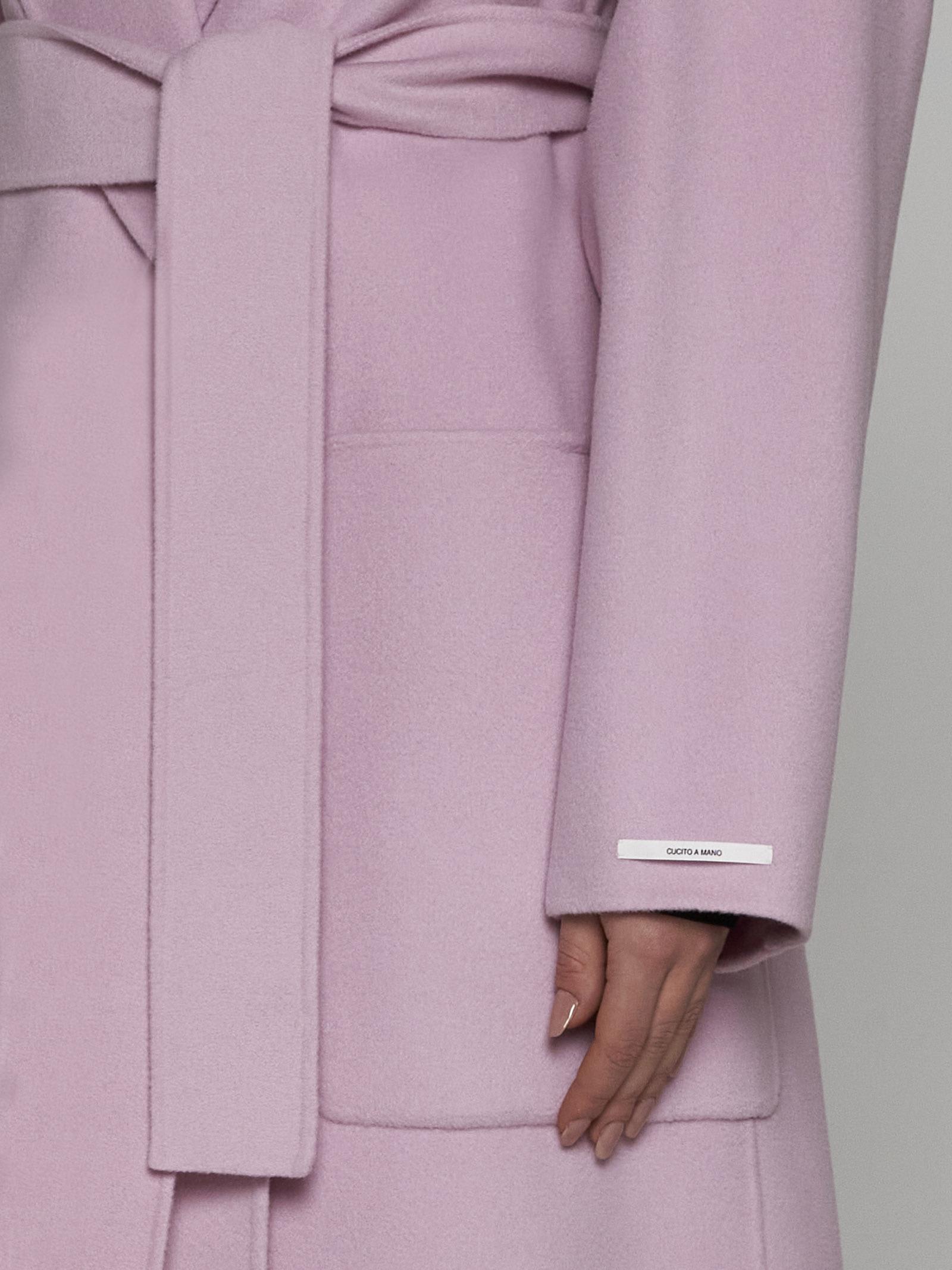 Shop Sportmax Polka Belted Wool Coat In Pink