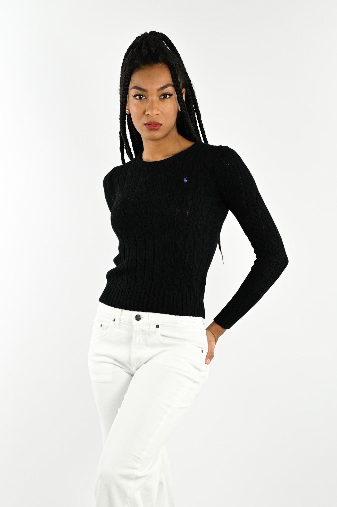 Shop Polo Ralph Lauren Crew Neck Sweater In Black