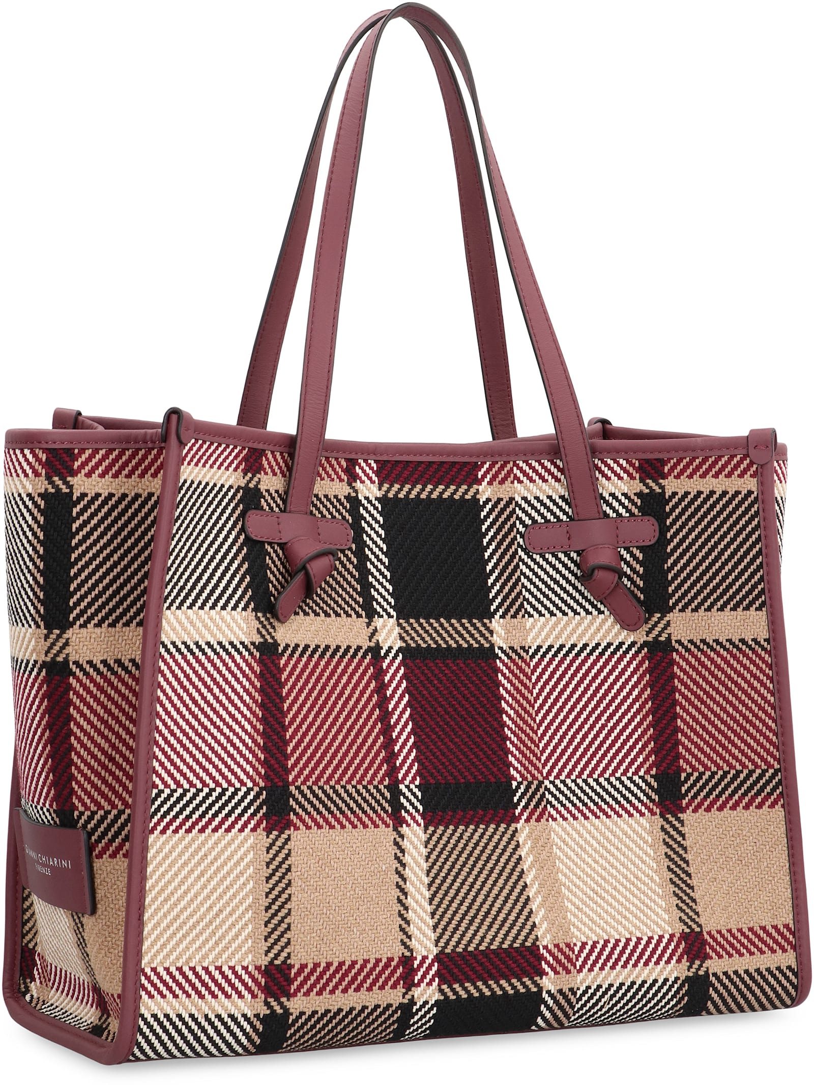 Gianni Chiarini Marcella Plaid Leather-trimmed Tote Bag In Multi