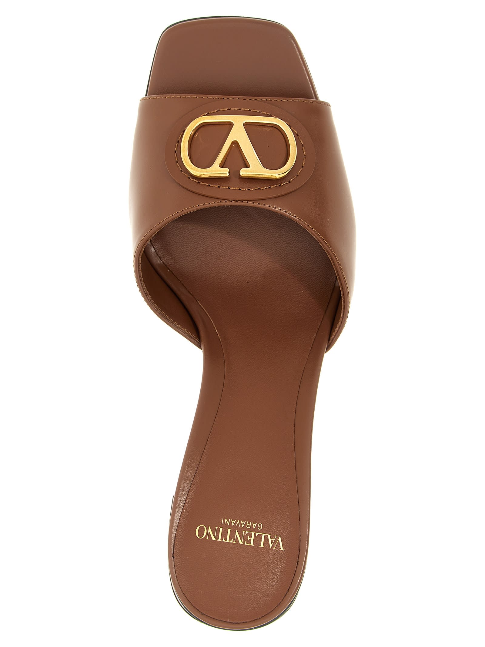 Valentino 60mm Vlogo Signature Leather Sandals In Brown