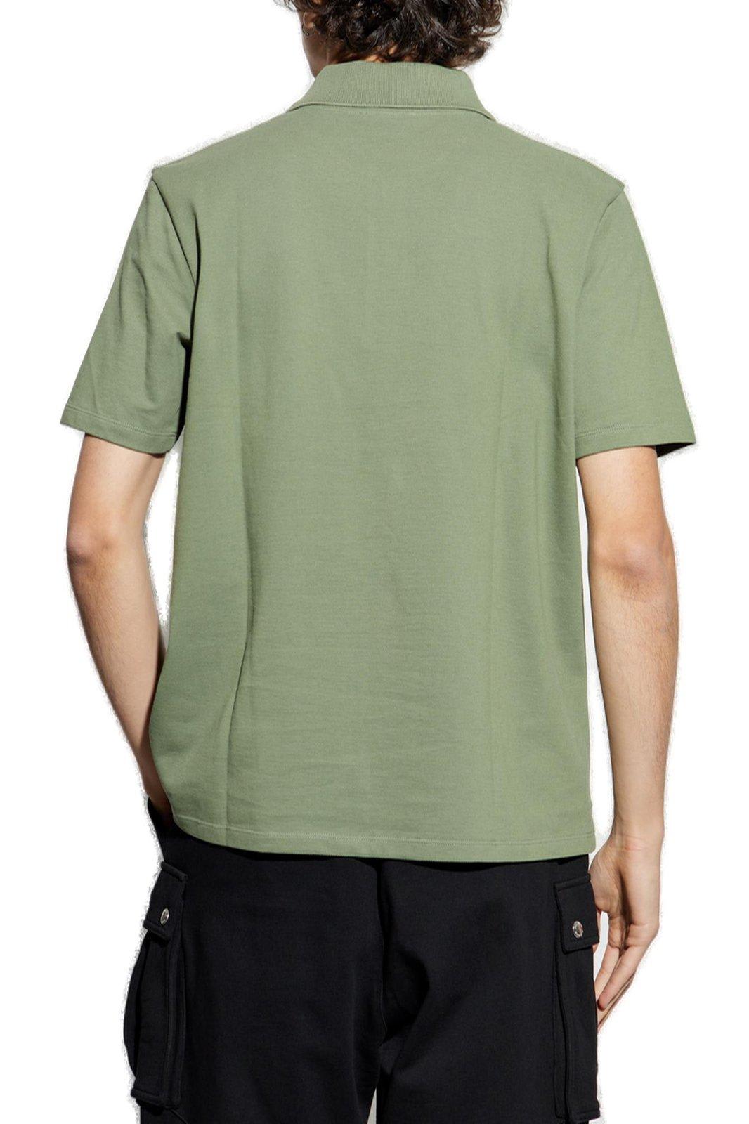 Shop Balmain Logo Embroidered Short-sleeved Polo Shirt In Green