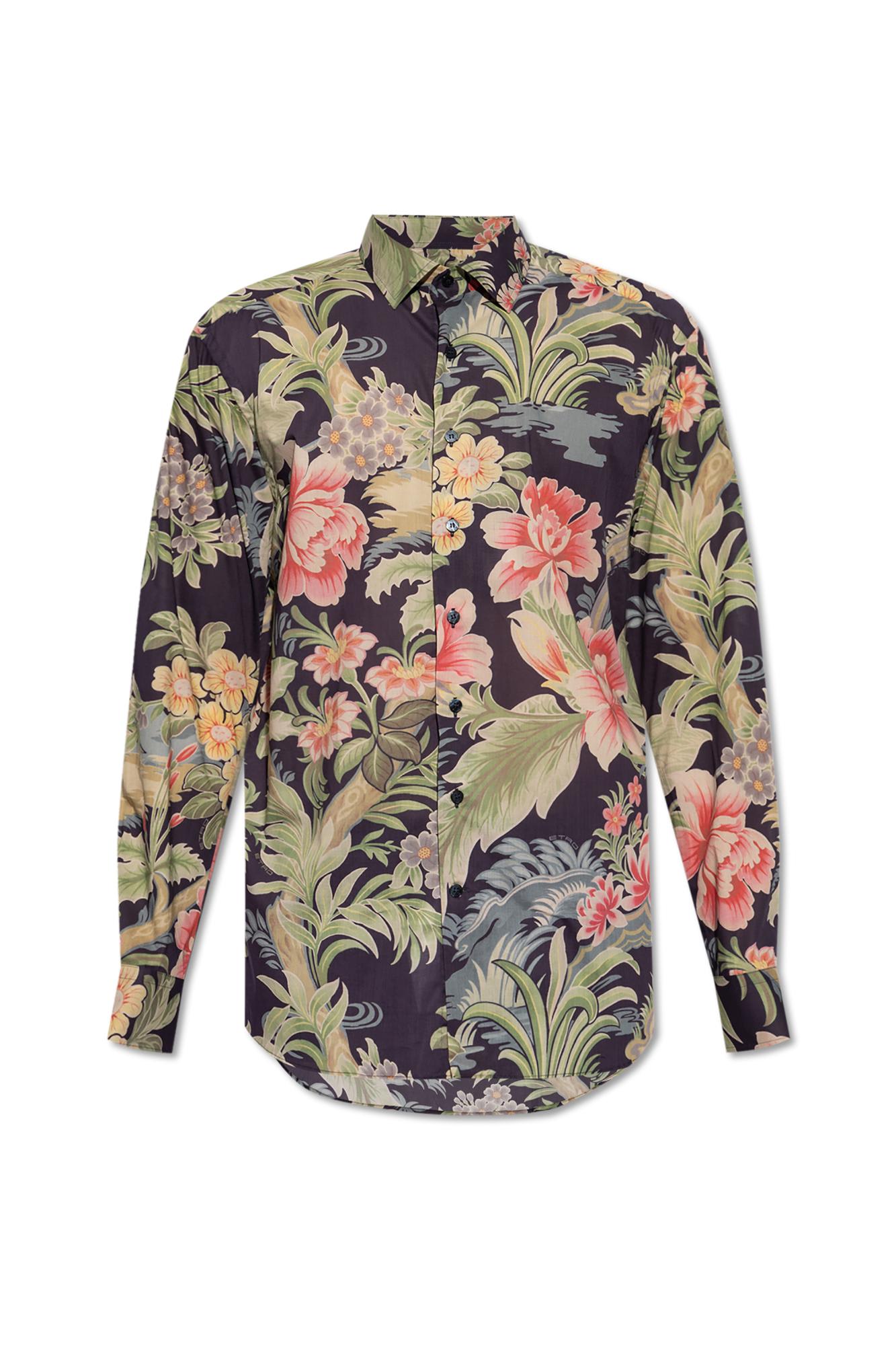 Shop Etro Floral Pattern Shirt In Blue