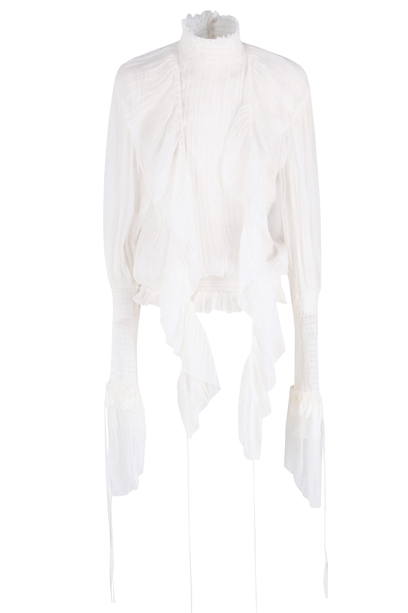 Blumarine Chiffon Plisse Top In White