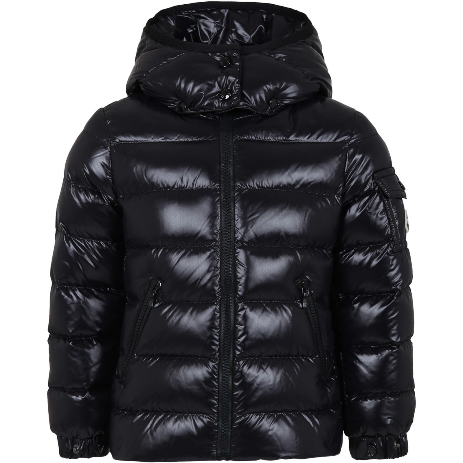 Moncler Kids' Black Bady Down Jacket For Girl With Logo | ModeSens