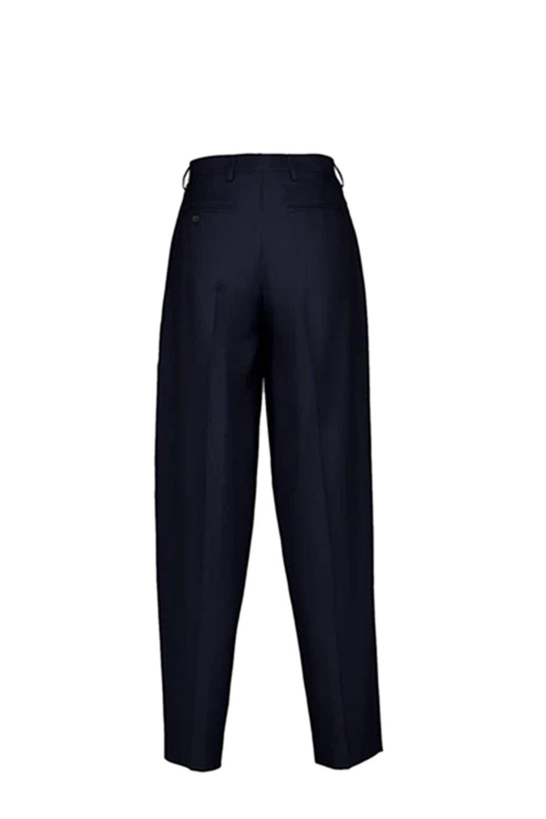 Shop Marni Logo Embroidered Pressed Crease Trousers