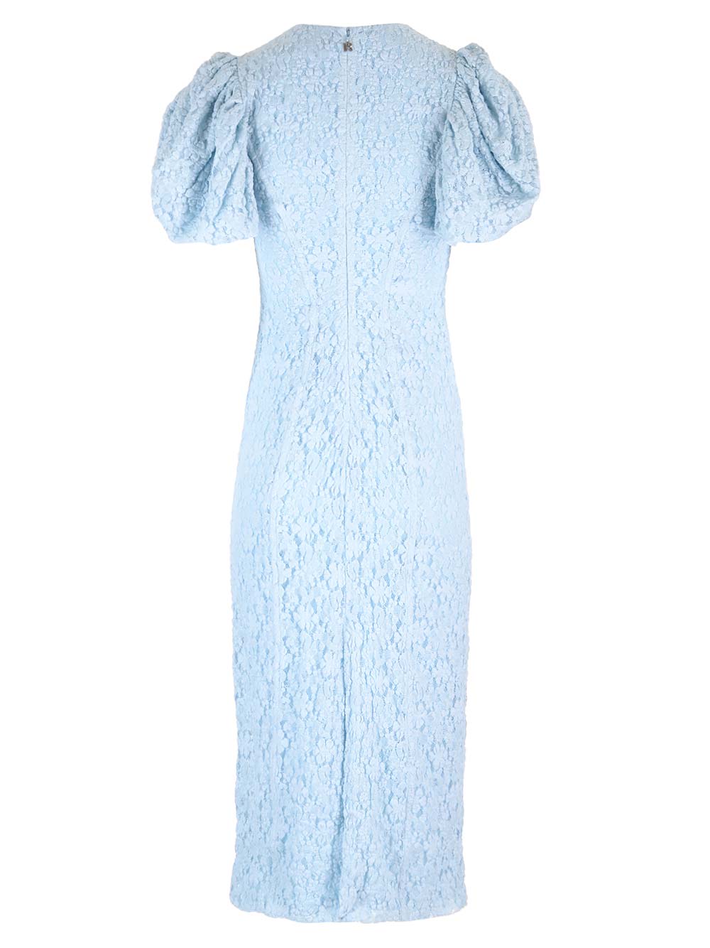 Shop Rotate Birger Christensen Fitted Midi Dress In Blue Lace In Clear Blue