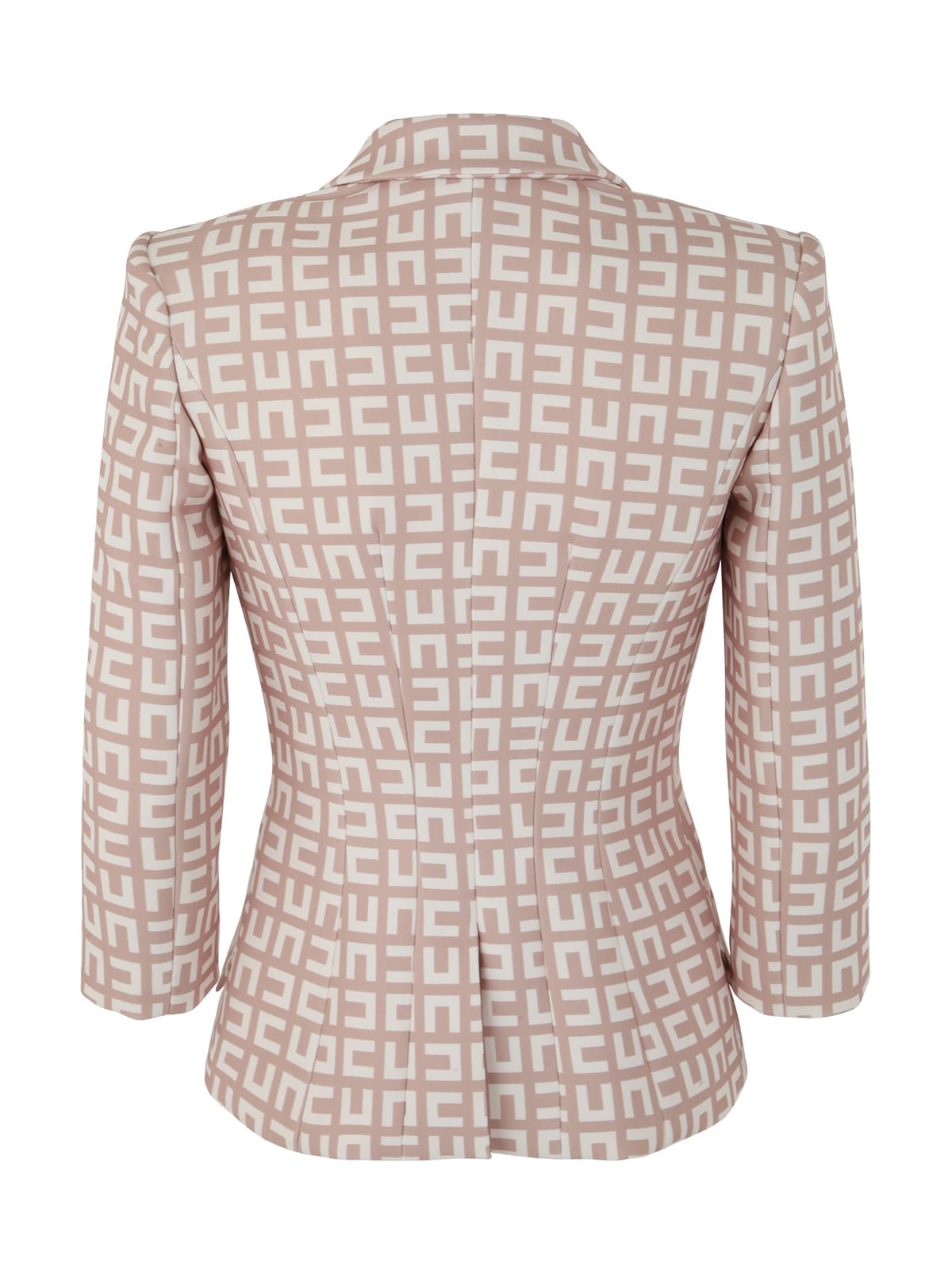 Shop Elisabetta Franchi Double Breasted Jacket With Logo In Nude Butter