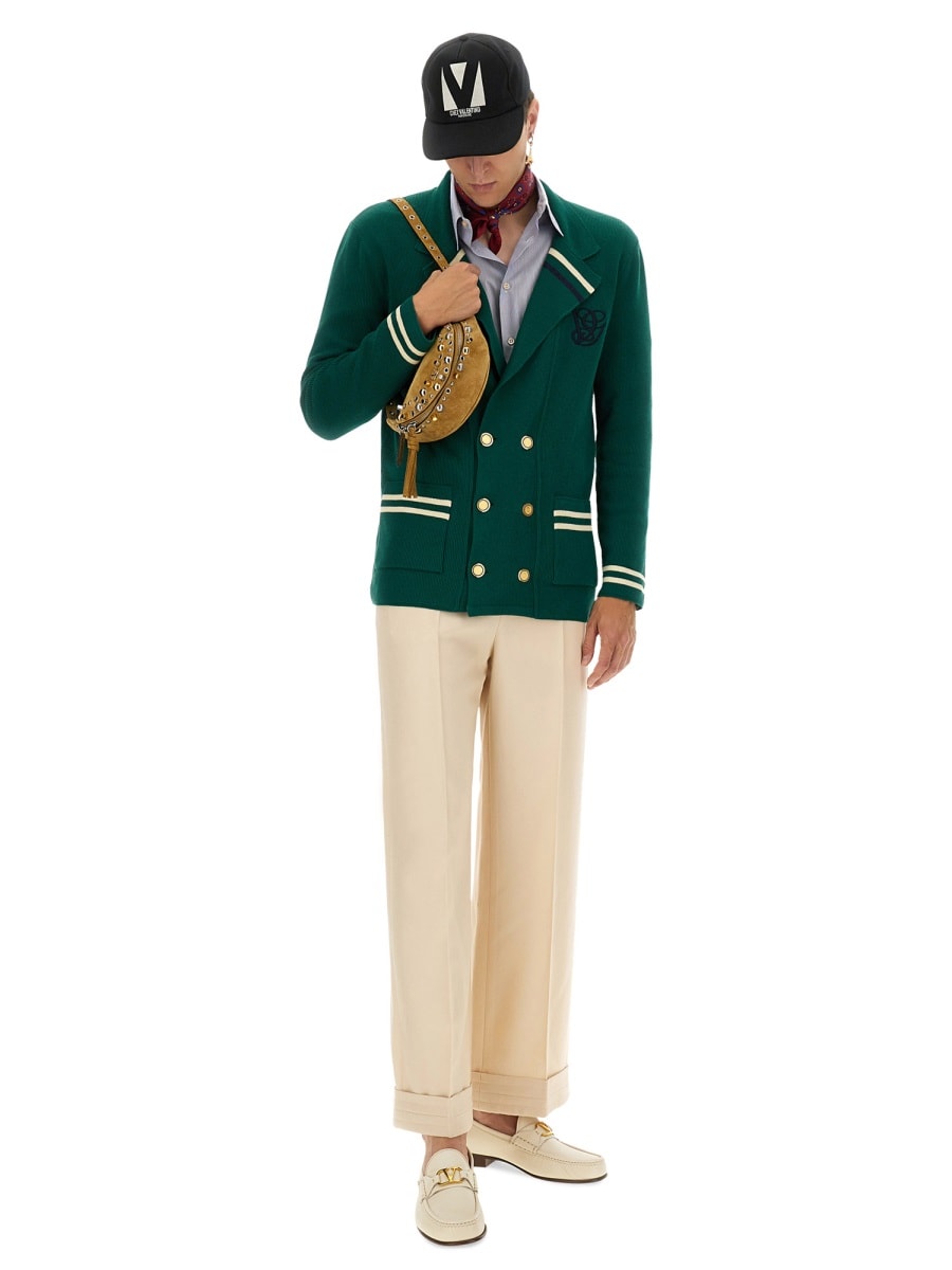 Valentino Wool And Cotton Jacket In Green