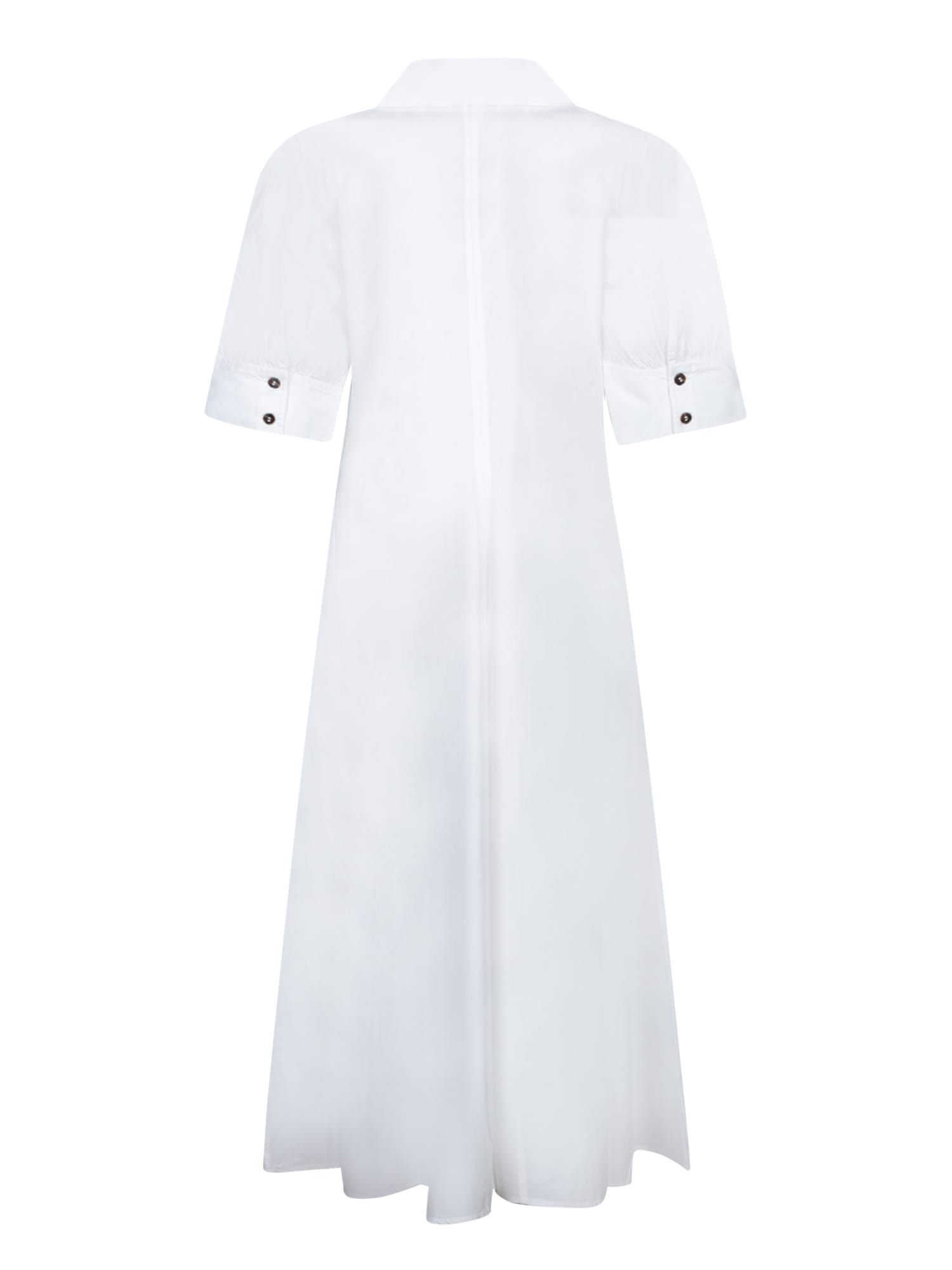 Ganni Poplin Midi Dress Bright White Size 22 In White