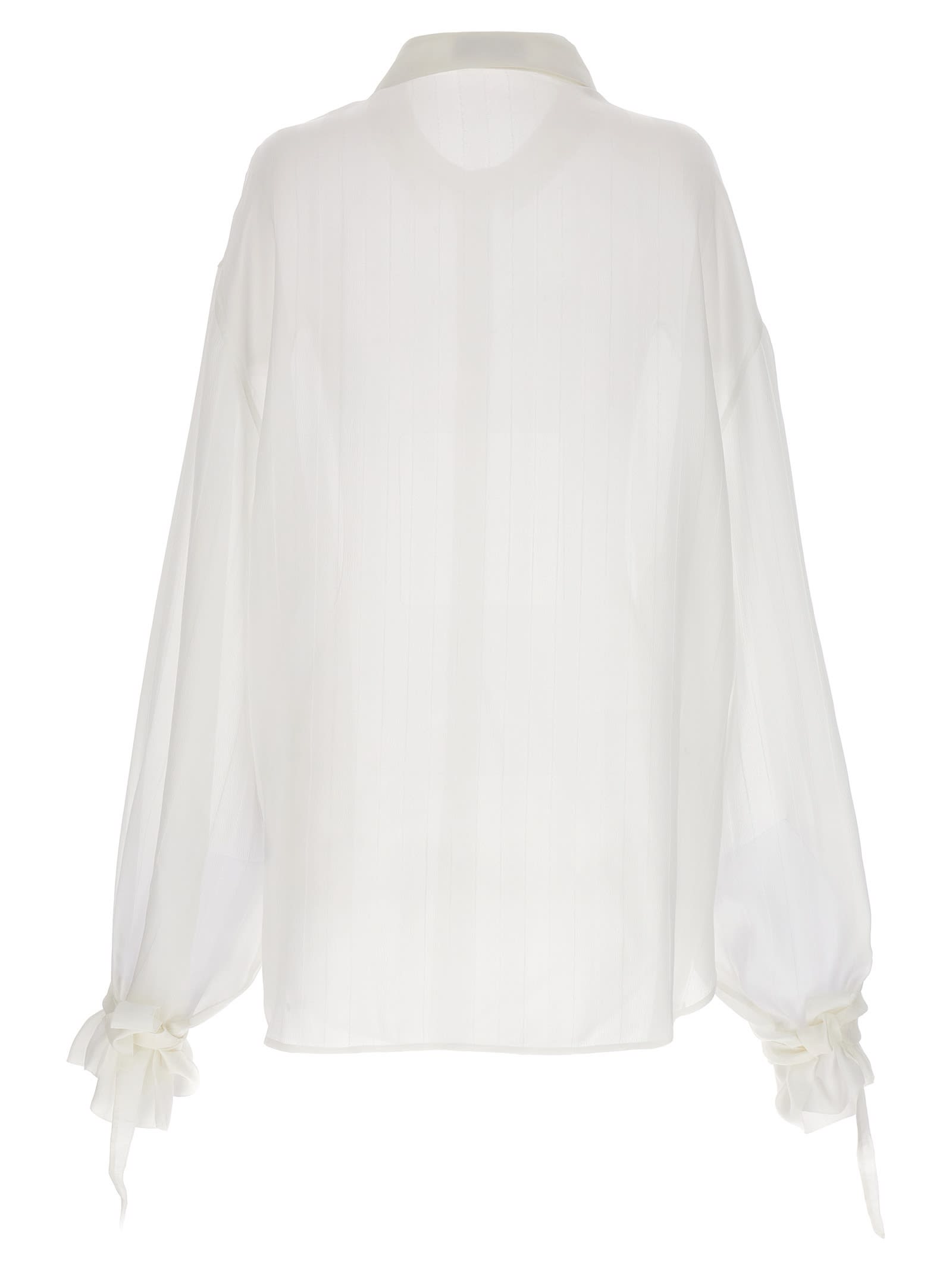 Shop Saint Laurent Striped Silk Shirt In White
