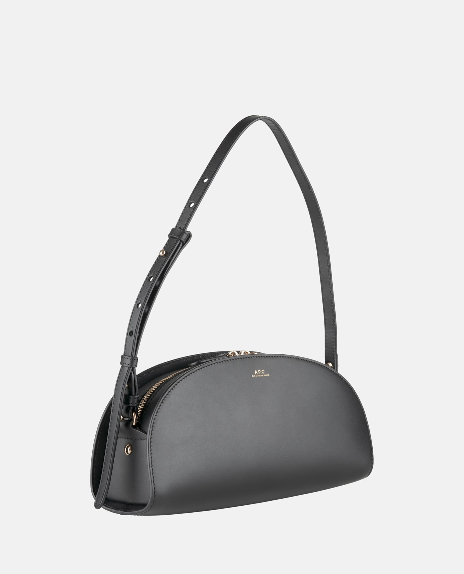 Apc Mini Demi-lune Structured Shoulder Handbag In Black
