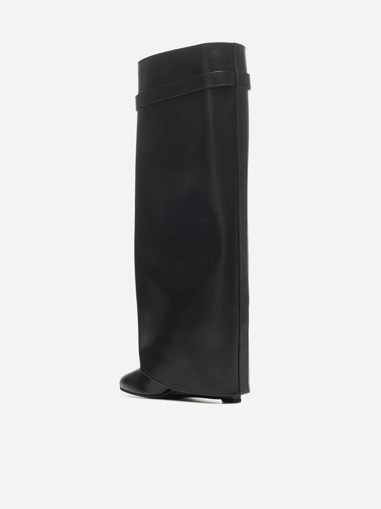 Givenchy Shark Lock Wide-fit Leather Pant Boots In Black