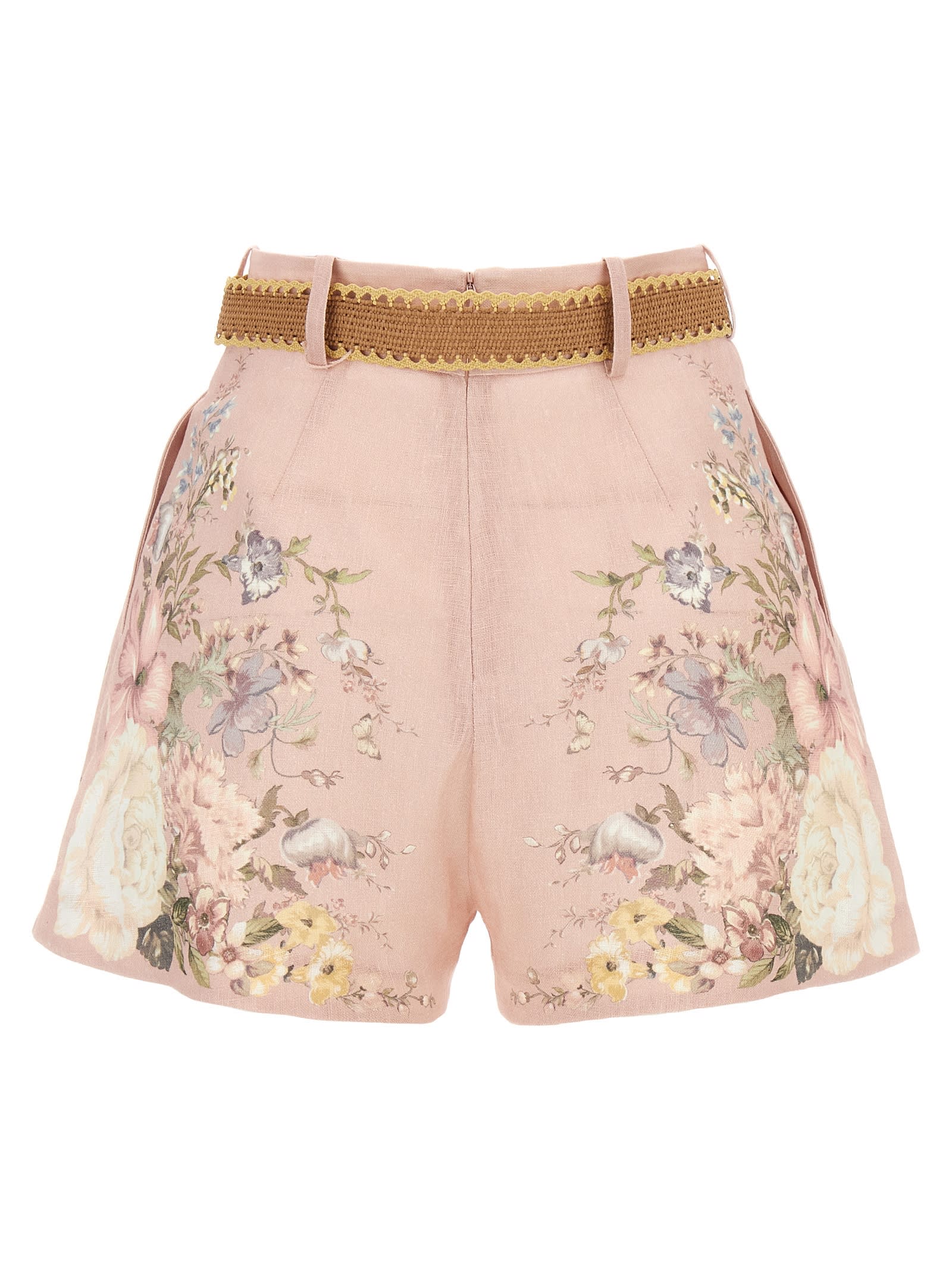 Shop Zimmermann Waverly Tuck Shorts In Pink