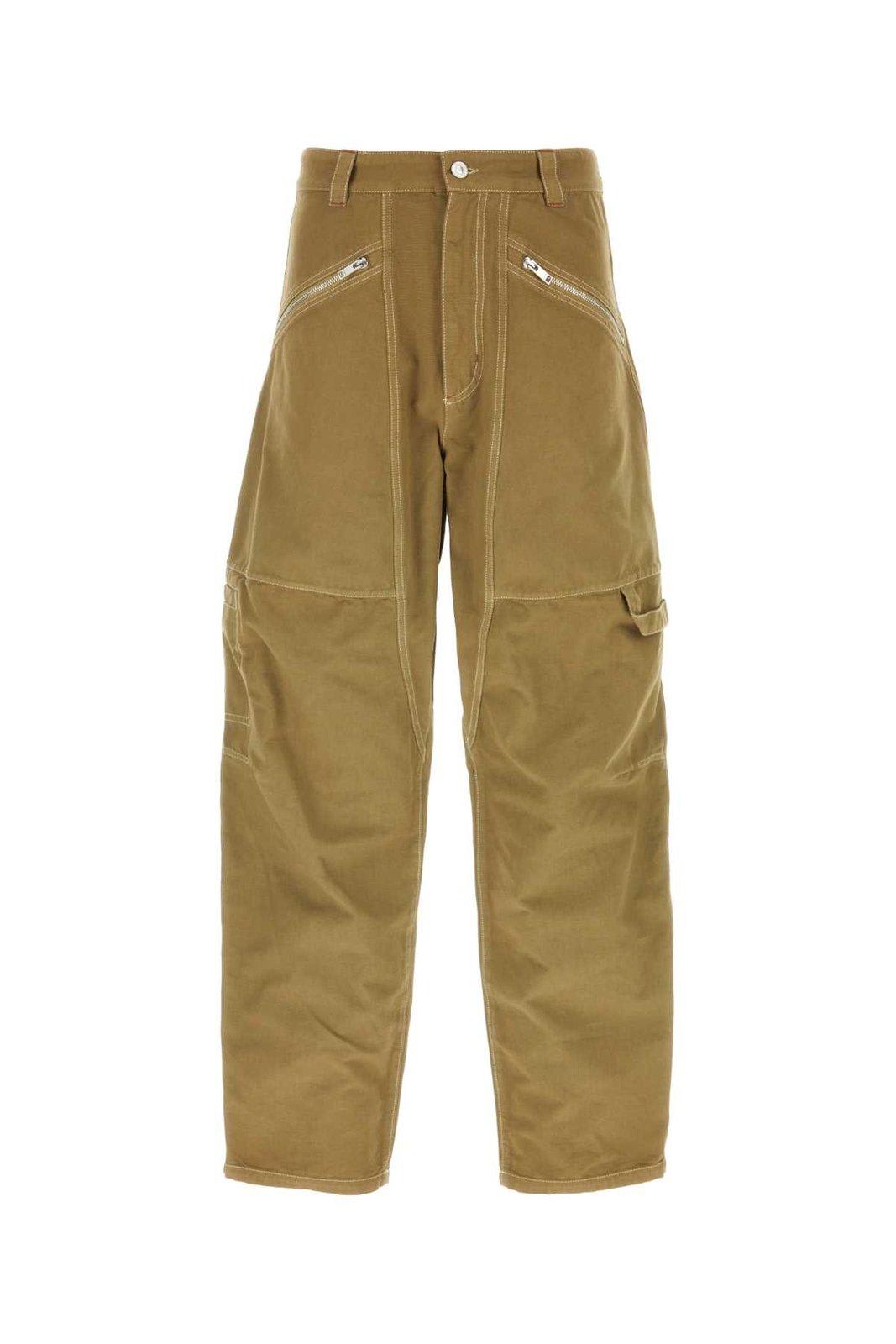 Shop Isabel Marant Zip-detailed Straight Leg Pants In Green