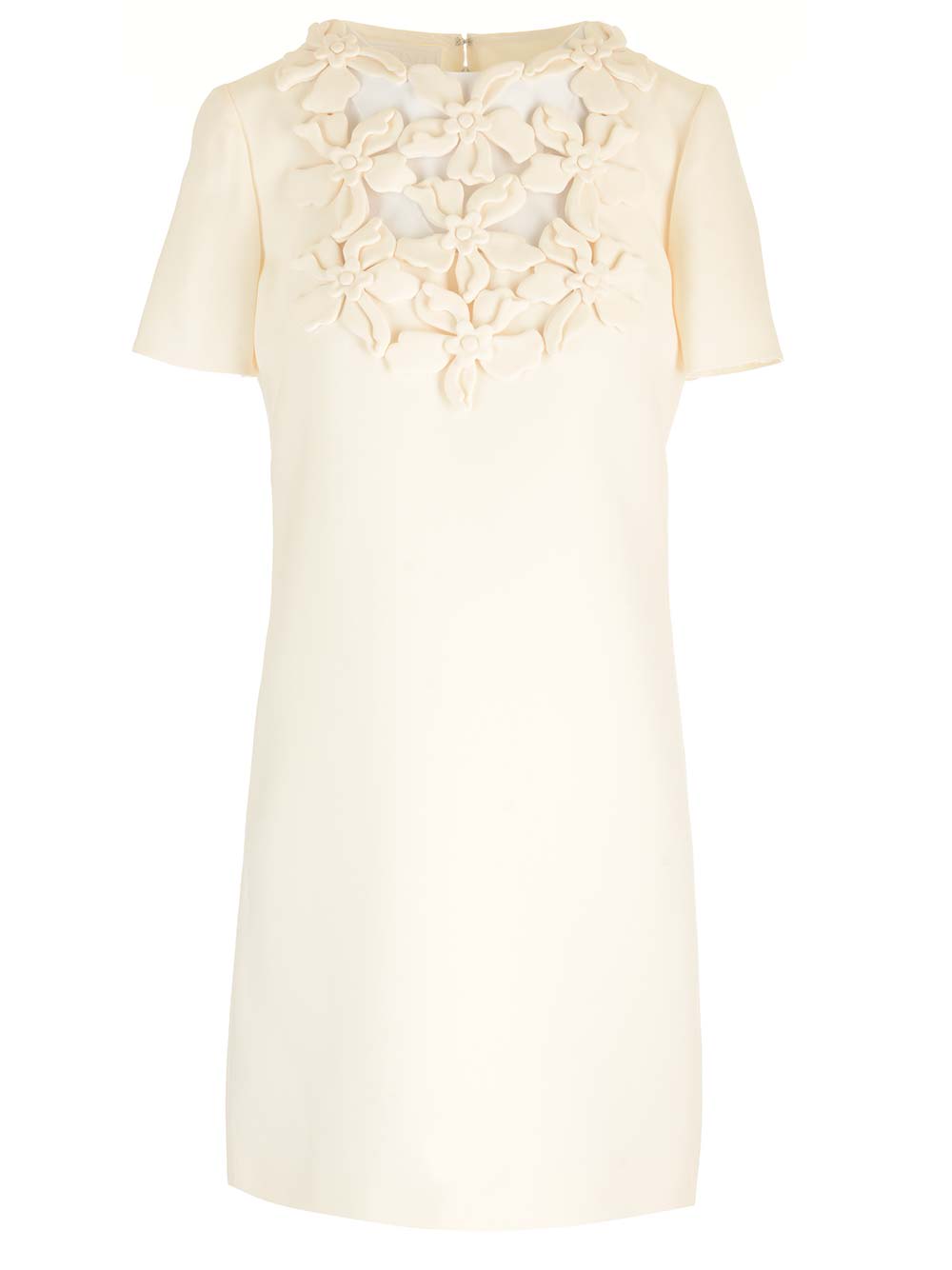Shop Valentino Hibiscus Embroidery Mini Dress In White