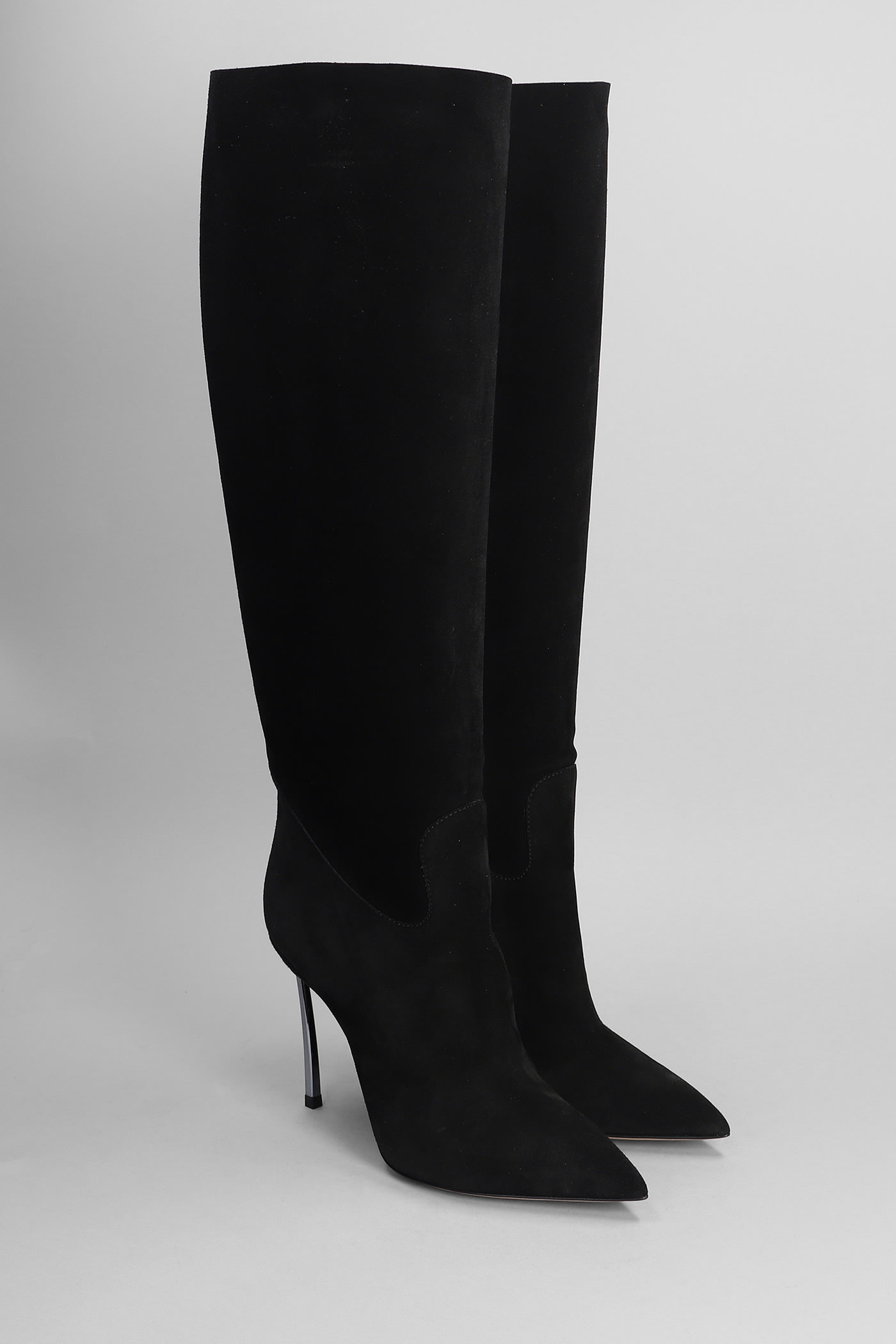 Shop Casadei Blade High Heels Boots In Black Suede