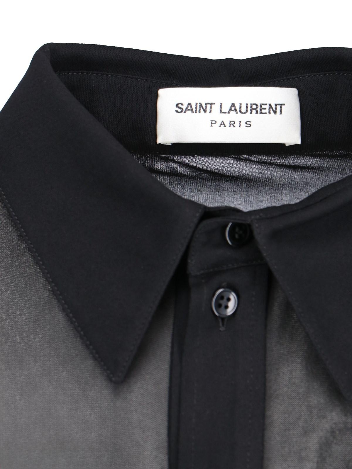 Shop Saint Laurent Semi-transparent Shirt In Nero