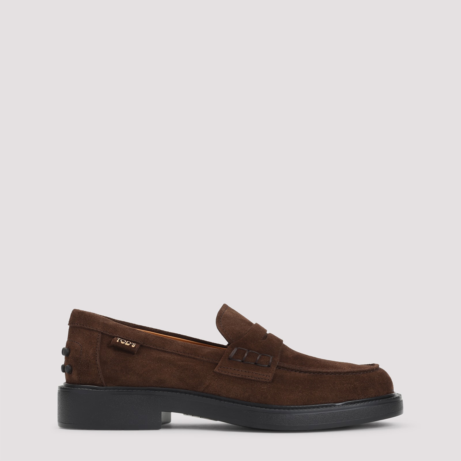 Tod's Brown Africa Suede Leather Loafers In Black