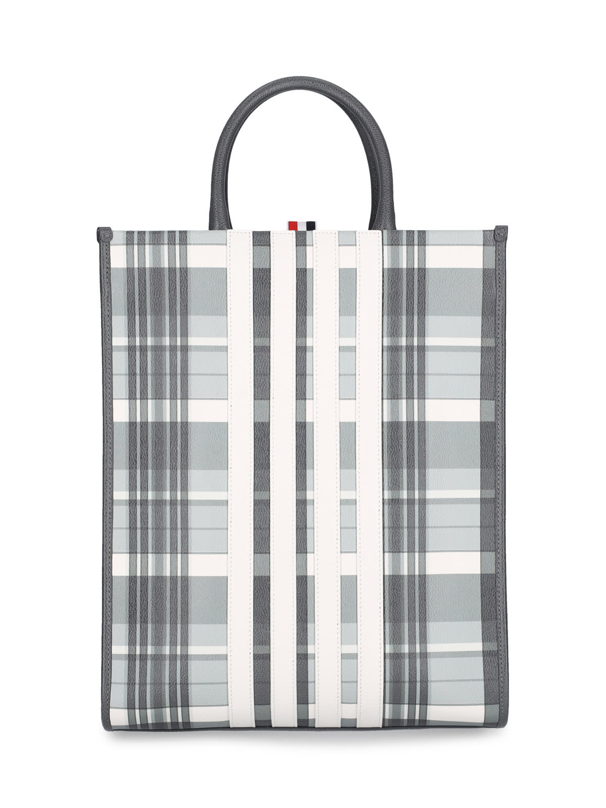 Thom Browne Vertical 4-bar Tote Bag In Gray