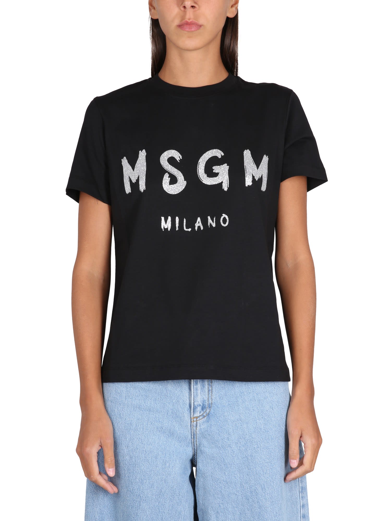 Shop Msgm T-shirt With Logo In C